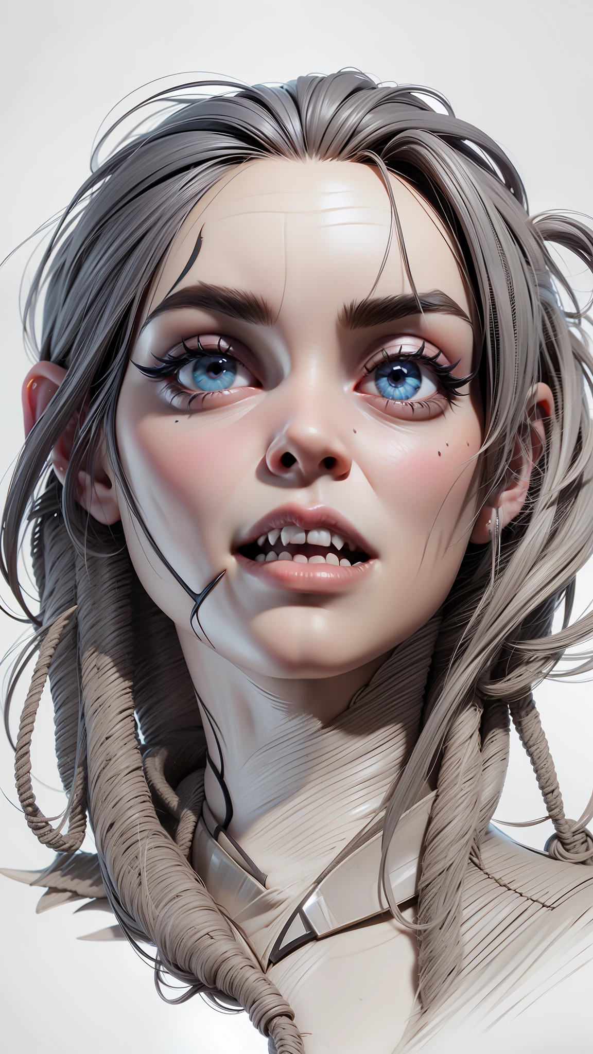 Close-up portrait, woman with fangs by the face, unreal engine 5, 8k.