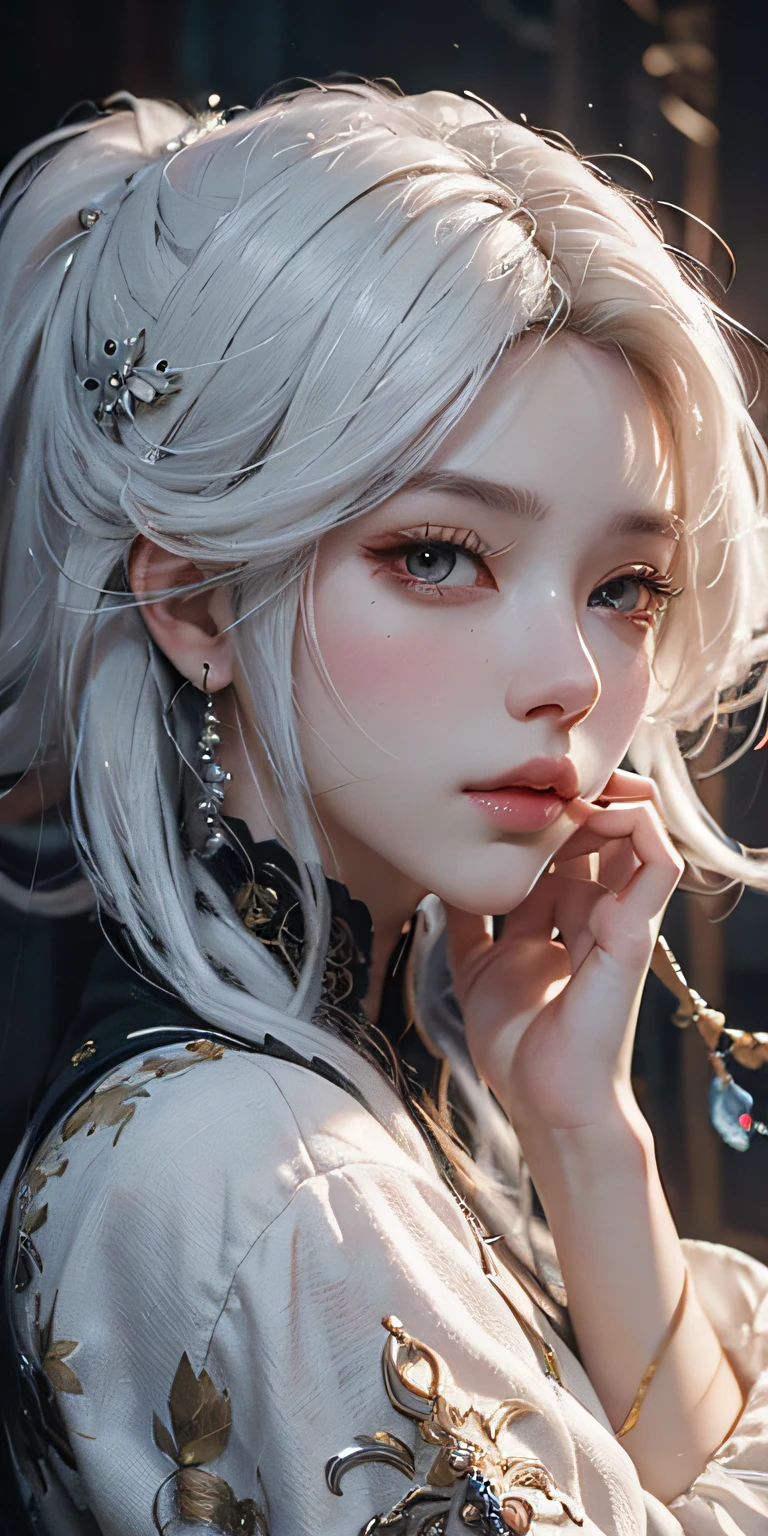 a close up of a woman with white hair and a white mask, beautiful character painting, guweiz, artwork in the style of guweiz, white haired deity, by Yang J, epic exquisite character art, stunning character art, by Fan Qi, by Wuzhun Shifan, guweiz on pixiv artstation