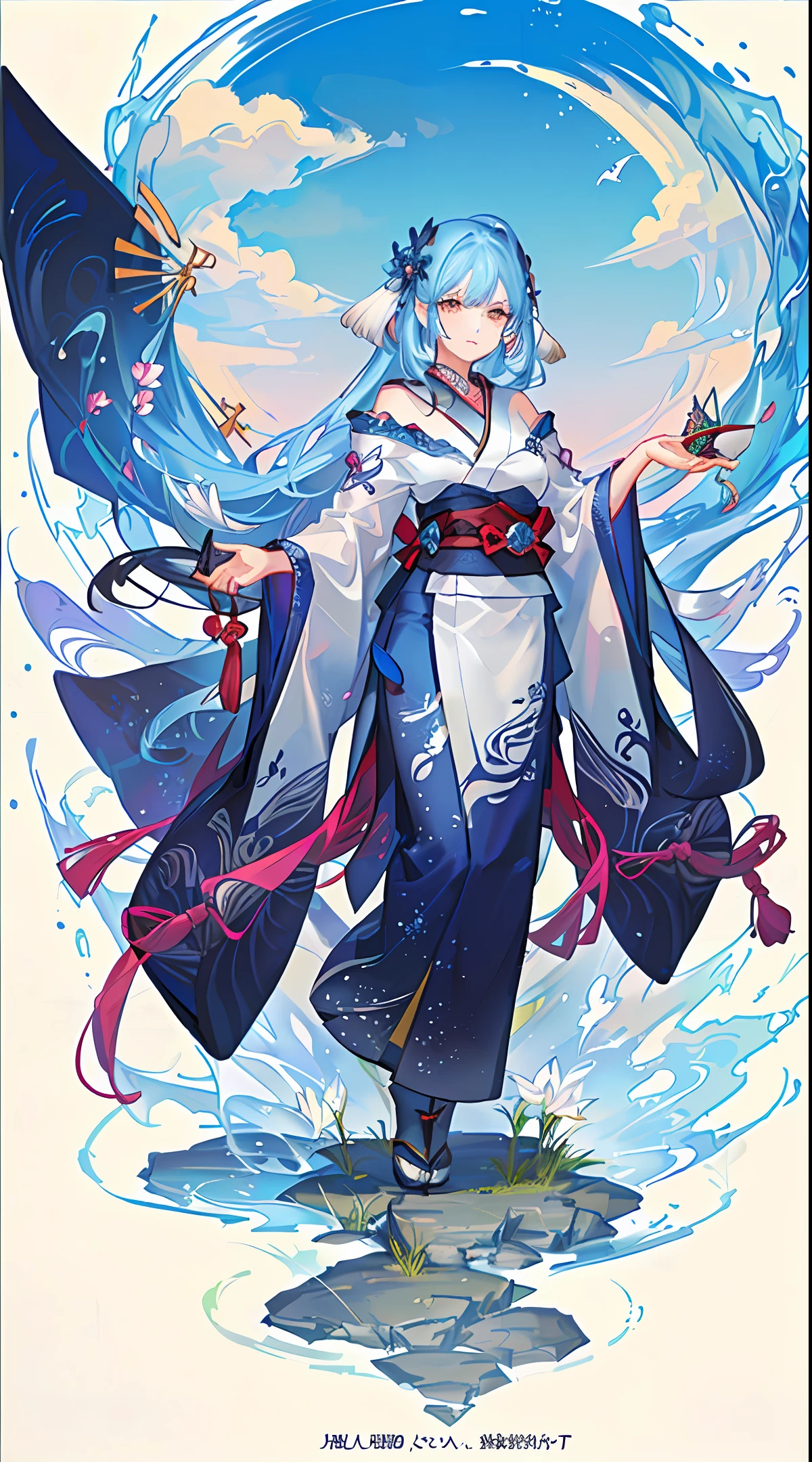 Benzaiten Beautiful goddess Standing on a lotus A Japan dragon flies behind it Real human