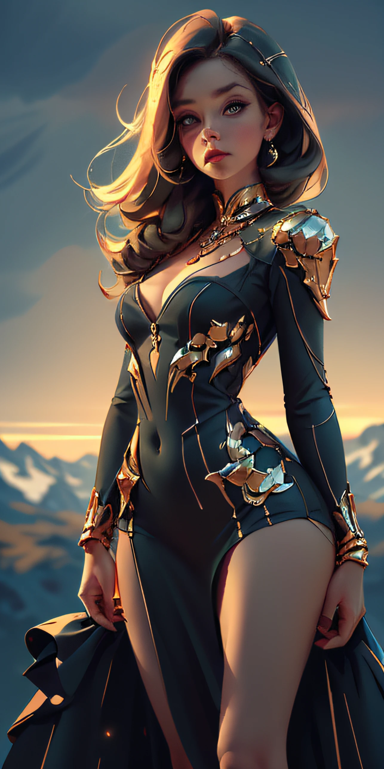 Full body portrait, semi, (masterpiece), best quality, expressive eyes, perfect face, (beautiful woman), (sparse clothes), landscape, highly detailed, extreme detail, realistic lighting,