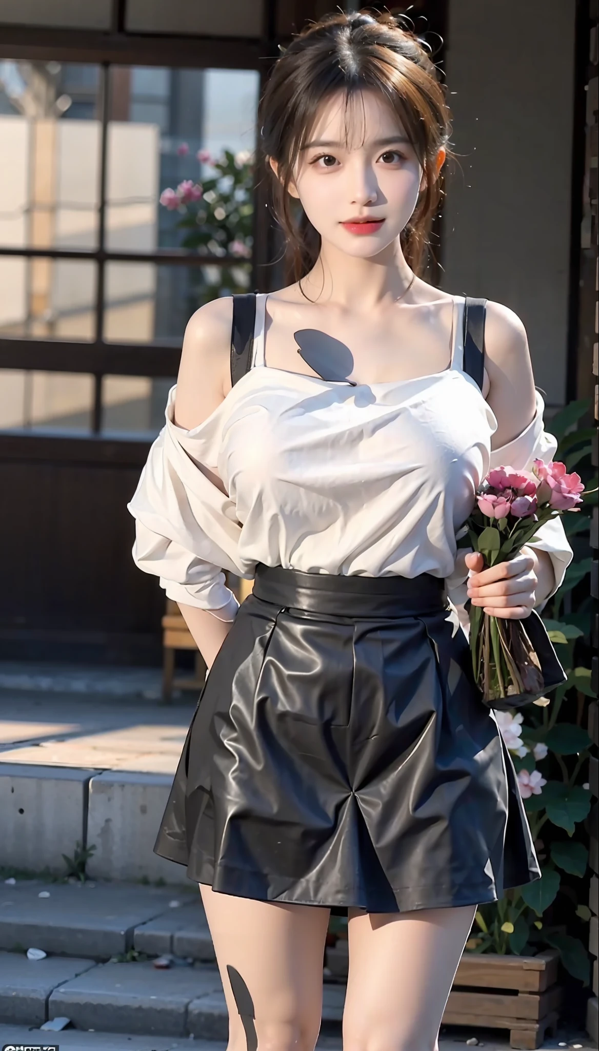 Masterpiece, Best Quality, (Realistic, Photorealistic Photo: 1.37), 8K, An Extremely Delicate and Beautiful, Amazing, Fine Details, Official Art, Ridiculous, Incredibly Ridiculous, Huge File Size, Ultra Detailed, Extremely Detailed, Beautiful Meticulous Girl, 1 Girl, (Perfect Female Figure), Full Body, Short Skirt,