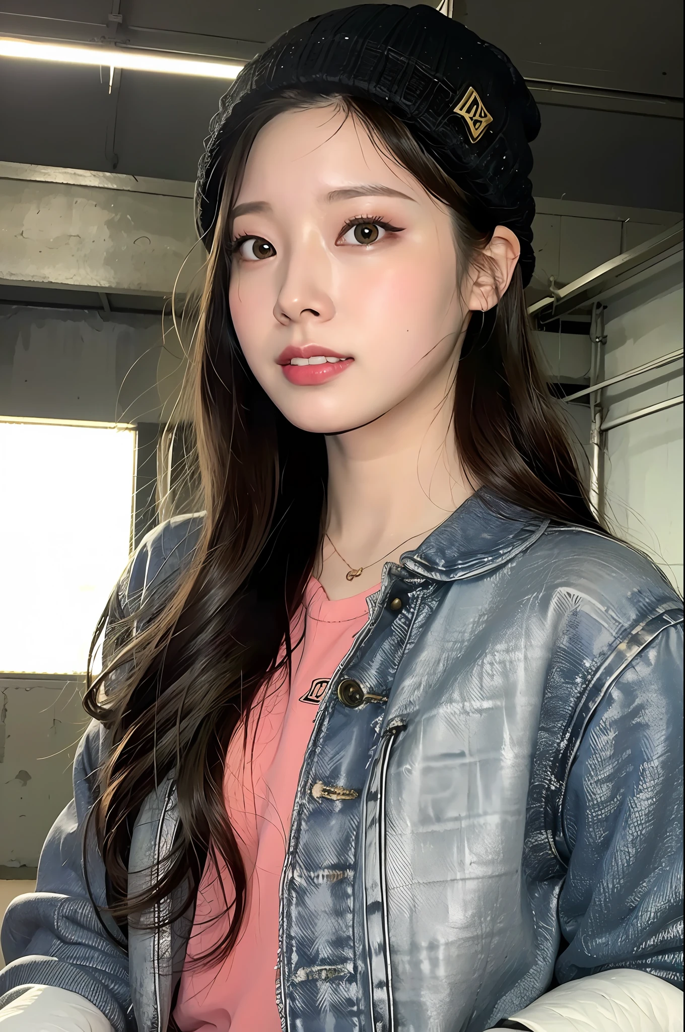 (
(8k:1.27), best quality, masterpiece, ultra highres:1.2) Photo of Pretty Japanese woman
(beautiful:1.1) (sci-fi warrior woman:1.1) space soldier, (beanie:1.61) (leather jacket:1.21) intricate elegant, fantasy, detailed, ometric by greg rutkowski and alphonse mucha, gradient lighting