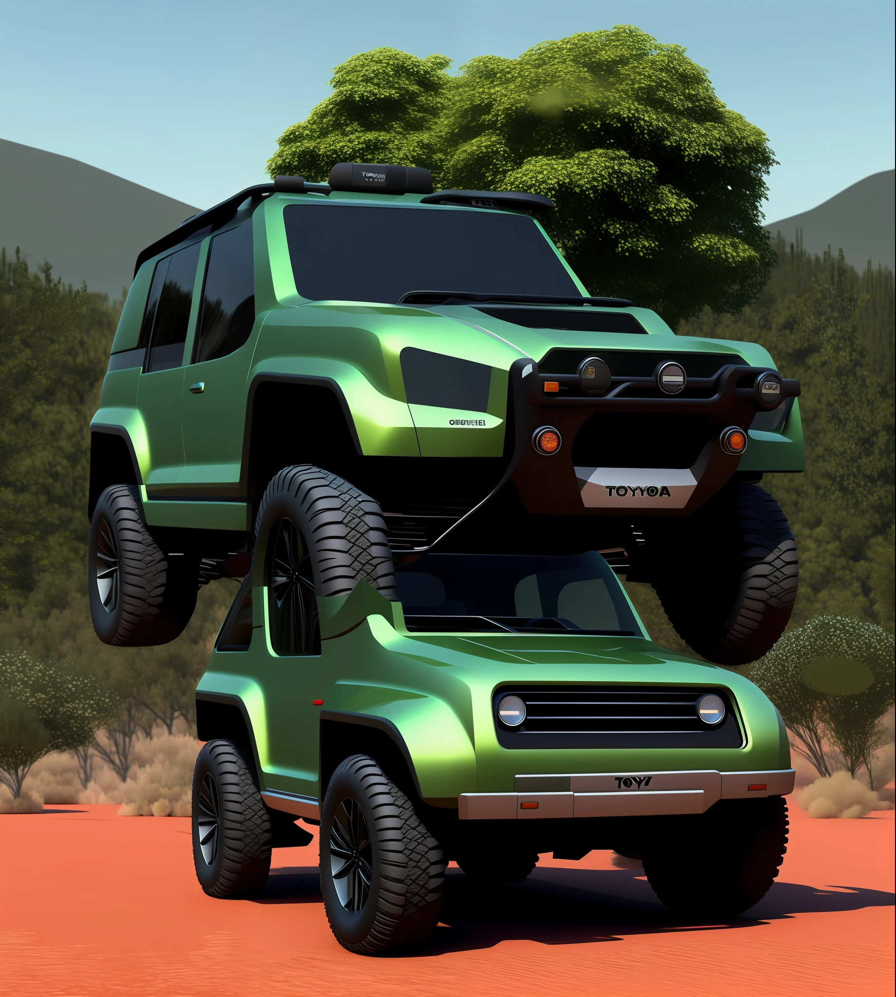 a futuristic version of the classic Toyota Bandeirante 4x4, city, realistic, high detail, 4k