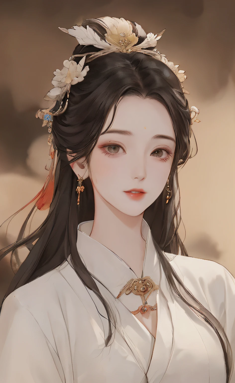 A girl, ancient Chinese costume, whole body, sunshine, clear face, clean white background, masterpiece, super detail, epic composition, ultra HD, high quality, extremely detailed, official art, uniform 8k wallpaper, super detail, 32k