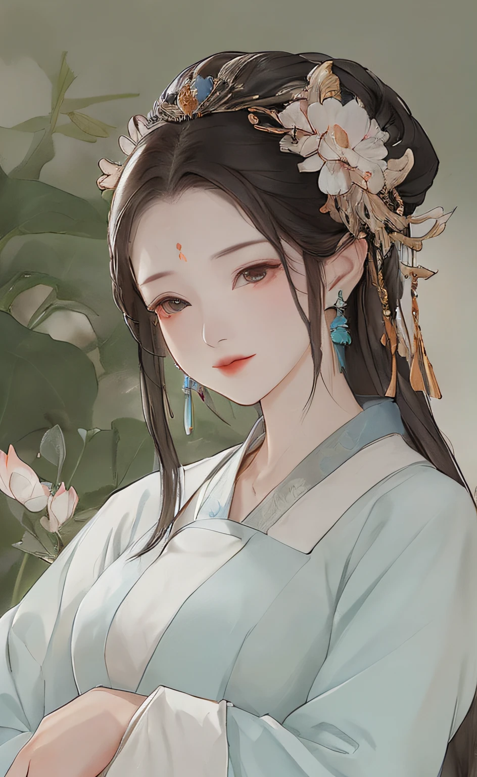 A girl, ancient Chinese costume, whole body, sunshine, clear face, clean white background, masterpiece, super detail, epic composition, ultra HD, high quality, extremely detailed, official art, uniform 8k wallpaper, super detail, 32k