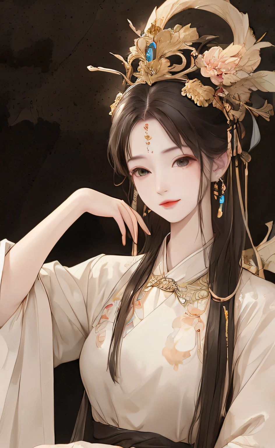 A girl, ancient Chinese costume, whole body, sunshine, clear face, clean white background, masterpiece, super detail, epic composition, ultra HD, high quality, extremely detailed, official art, uniform 8k wallpaper, super detail, 32k