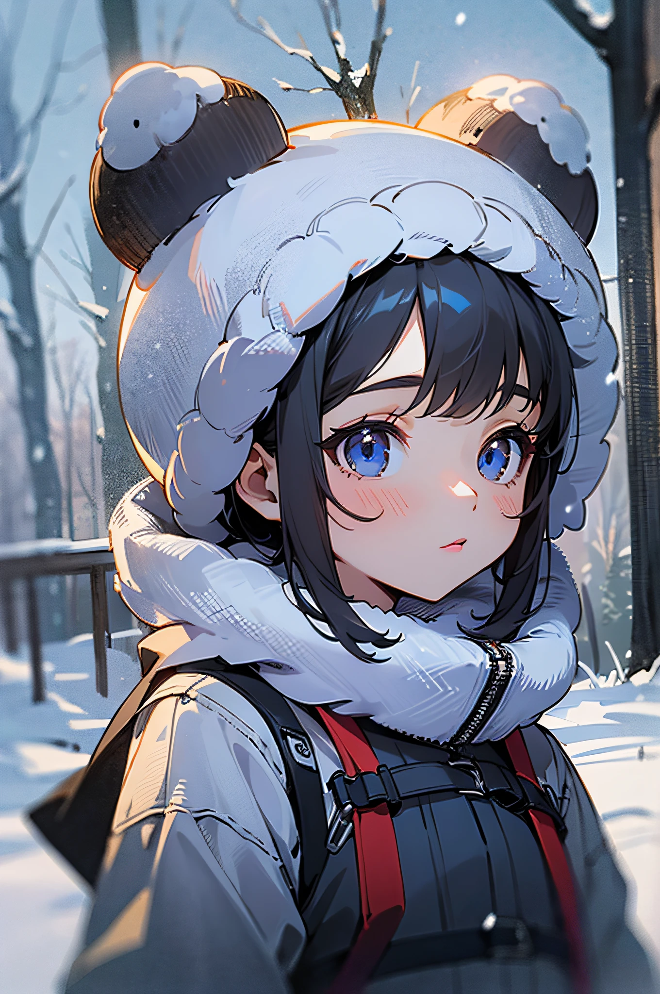 Best quality, super high resolution, (masterpiece: 1.4), winter, snow,  girl