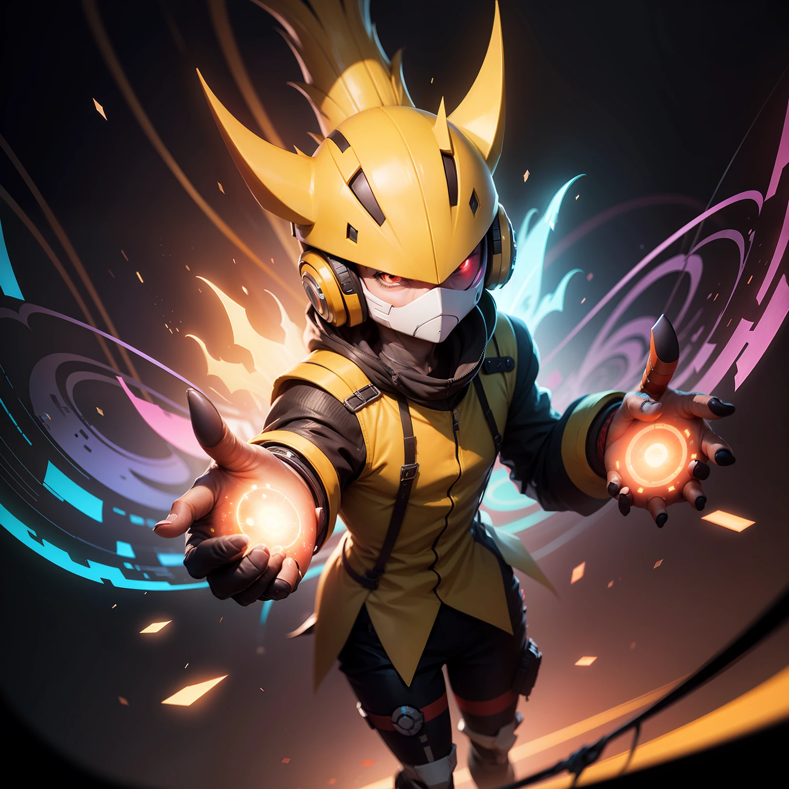 Pokemon squarter, cyber, cuber 2133 style, 8K Unity rendering, skin pores, floating particles --auto