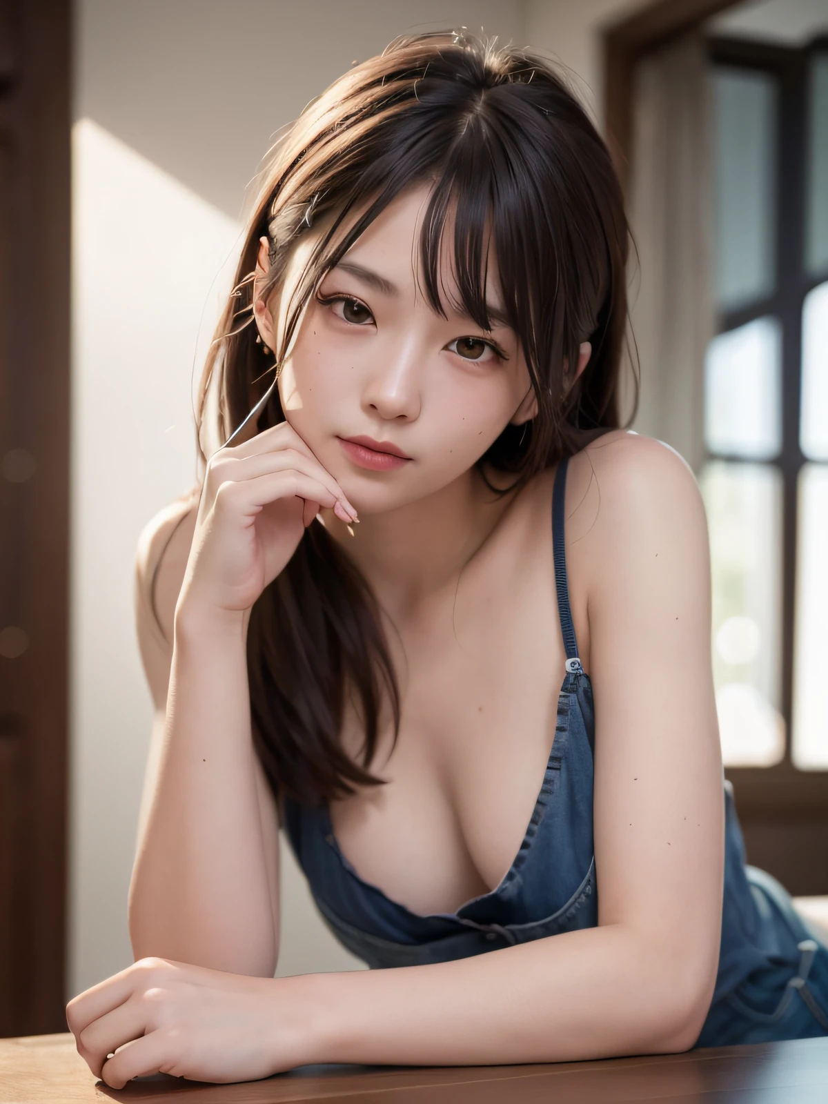 1girl, smile, (((small breast))), (((bokeh))),depth of field,  cute face, looking at the viewer, masterpiece, modelshoot style, cleavage, full body portrait, sexy pose, ((8k, RAW photo, highest quality, masterpiece), High detail RAW color photo professional  photo,  (realistic, photo realism:1. 37), (highest quality), (best shadow), (best illustration),  ultra high resolution, highly detailed CG unified 8K wallpapers, physics-based rendering, cinematic lighting),