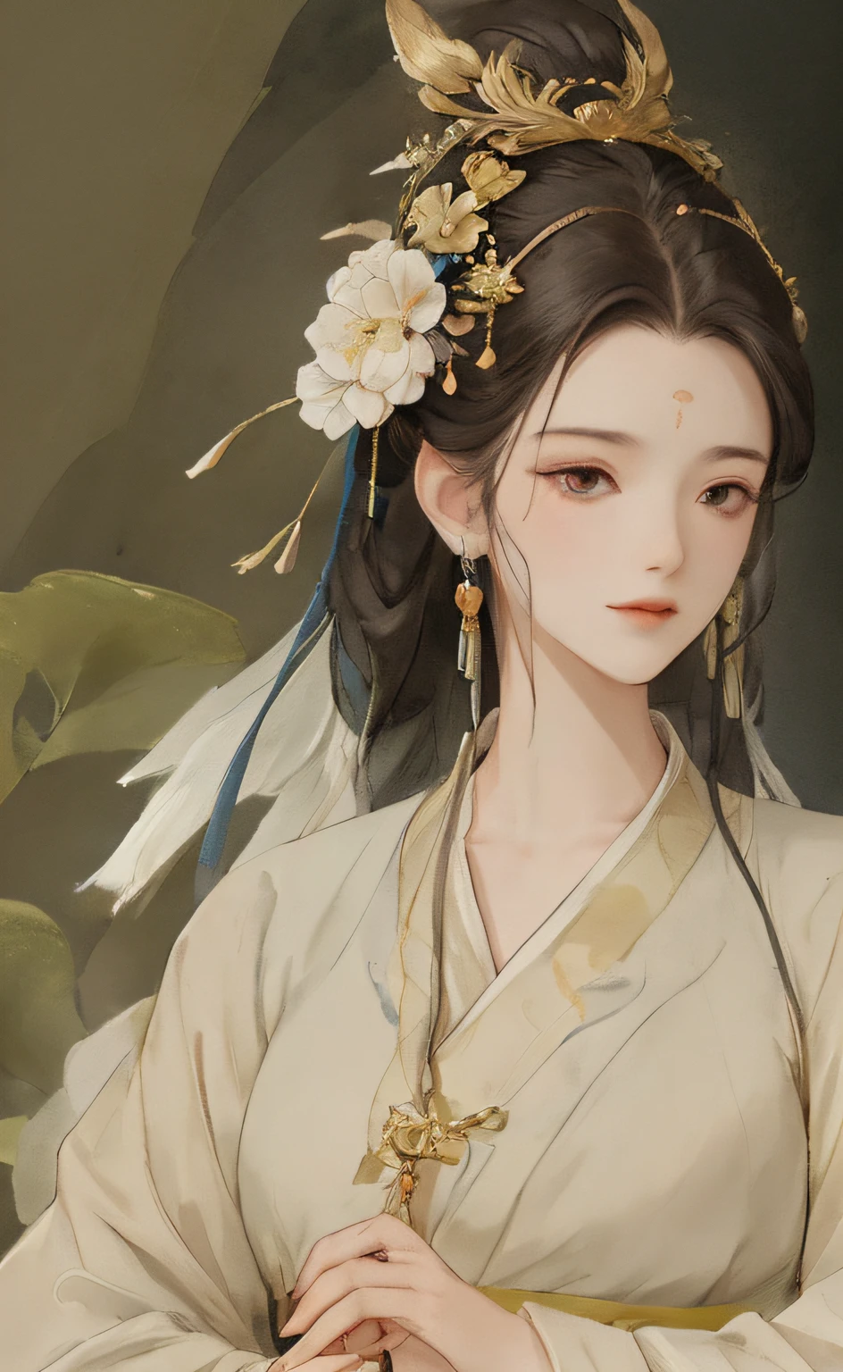 A girl, ancient Chinese costume, whole body, sunshine, clear face, clean white background, masterpiece, super detail, epic composition, ultra HD, high quality, extremely detailed, official art, uniform 8k wallpaper, super detail, 32k