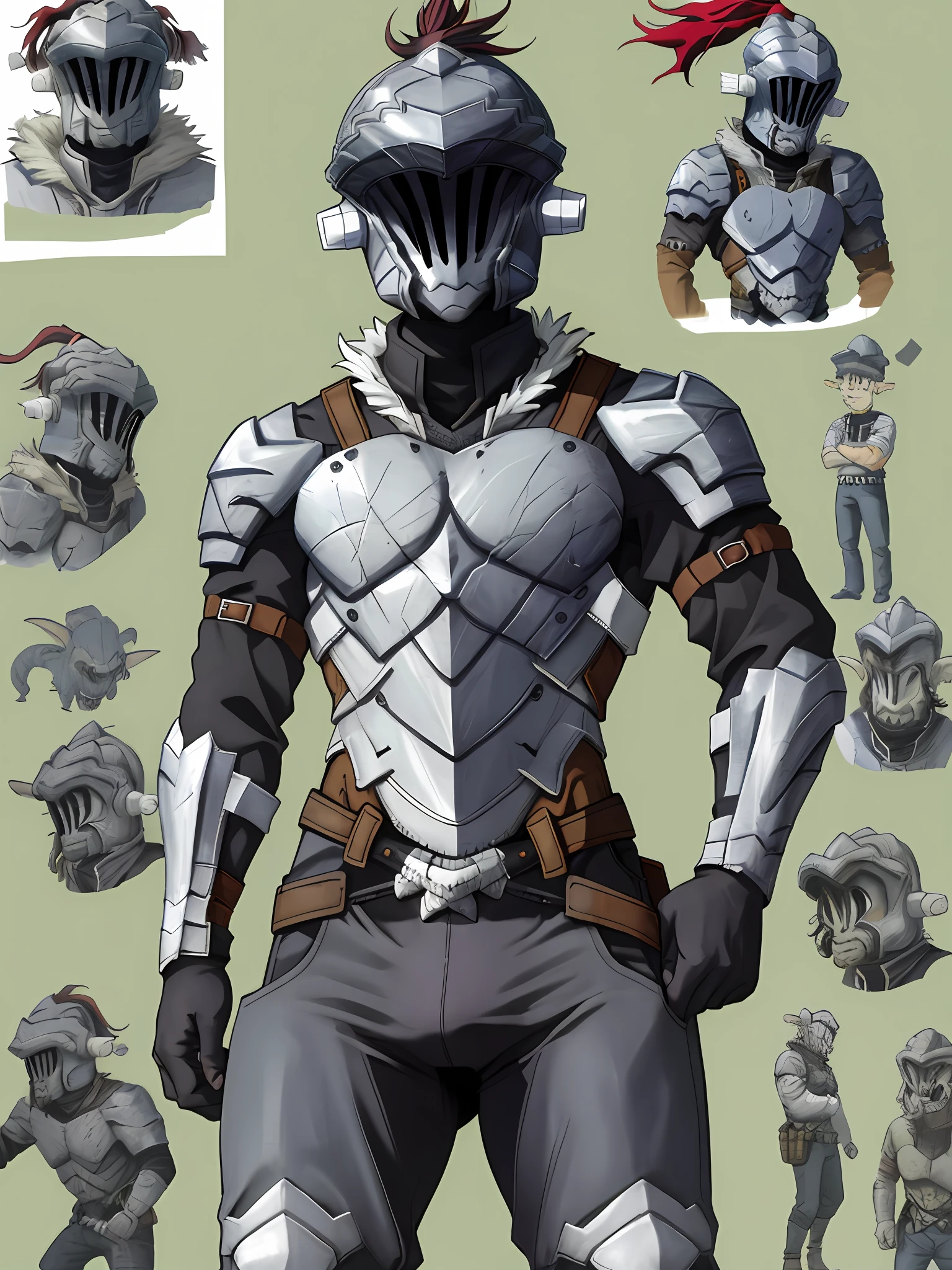 bare torso, helmet, bulging, more bulges, bulging, bulging, protruding, goblin slayer, bulging, bulging tubercle, huge, bulging out of pants, bulge out of pants, bulge out of pants,