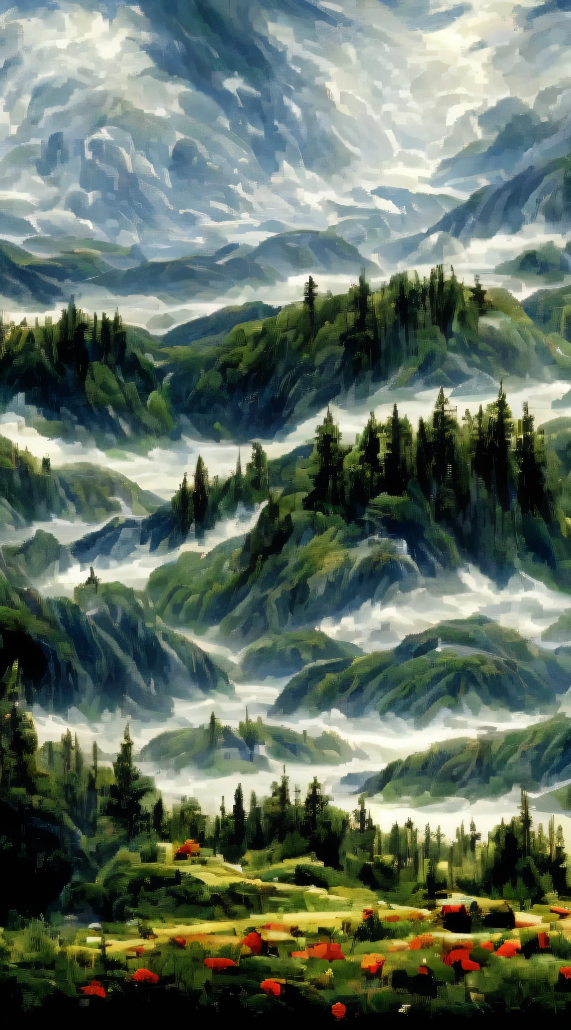 Sea of roses, stormy, realistic, romantic, lonely --auto