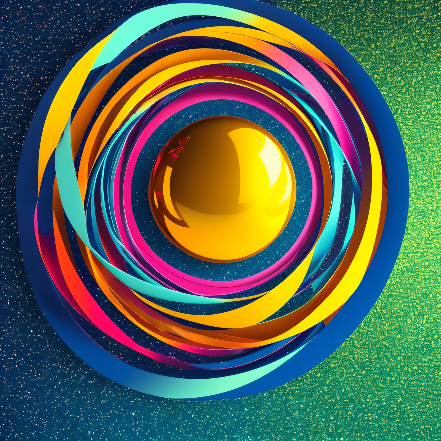 geometric pattern, ribbon, ball, colorful, futurism, surrealism, glitter, reflected light, UHD, high detail, best quality, high resolution, 4K, 1080P