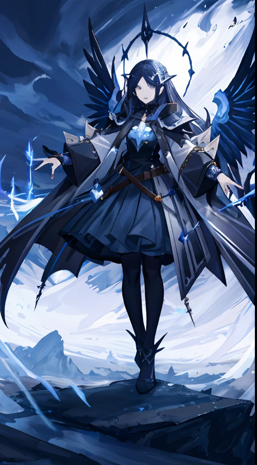 (((Masterpiece))), (((UHD))), (((Textured skin))), (((Super detail))), (((High details))), (((High quality))): Describe a Necromancer Mage in a vast open space as he summons demonic creatures from the depths of the beyond. The magician is in a central position, surrounded by a mystical circle drawn on the ground. His eyes glow with a dark energy, while his outstretched hands summon the power of darkness. Demonic creatures begin to emerge from the ground, their distorted and sinister forms filling the distant horizon. The image captures the grandeur of the scene, with the vastness of the space revealing a dark and fearsome landscape. The demonic creatures are depicted in stunning detail, with textured skin and grotesque features. Their distant forms create a sense of depth, conveying the immensity of the Necromancer's summoning. The lighting is bleak, with a play of shadows and lights that enhances the sinister mood of the scene. Sparks of magical energy and smoke envelop the magician and the creatures, creating an atmosphere charged with mystery and danger. With the use of the ((atmospheric perspective)) technique, the shapes and details of the demonic creatures become more subtle as they extend along the distant horizon, creating a sense of depth and realism. This high-quality, high-resolution image (((Retina))), with skin textures and visual elements (((super detail))), conveys the magnitude of the Necromancer Wizard's dark power as he conjures up demonic creatures. The minute details of the creatures and the sense of vastness in the distant landscape provide a stunning and immersive visual experience, immersing the viewer in a fantasy world filled with danger and dark magic.