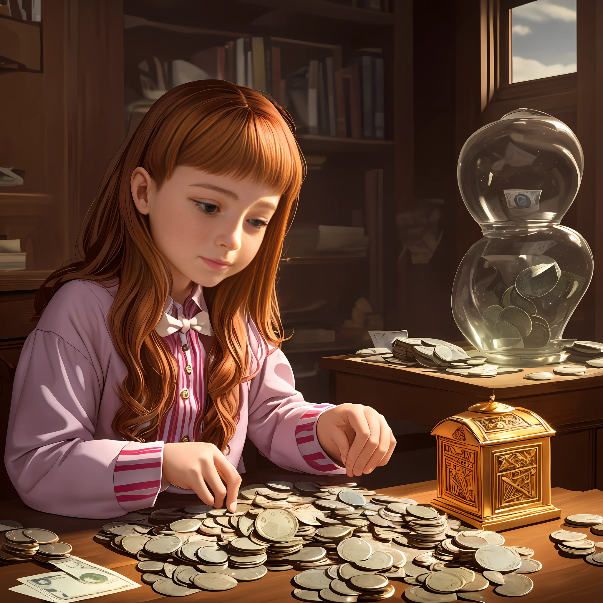 The money box was unlike any other Sophie had ever seen. It had a special glow and was engraved with mysterious symbols. Not knowing what to do, Sophie decided to take the money box to her grandfather, the wise Mr. Benjamin. --auto --s2