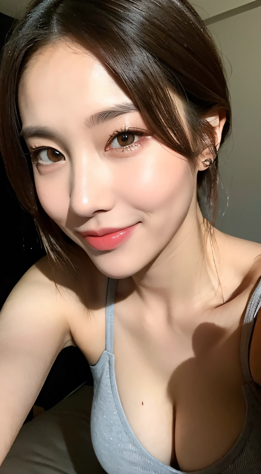 ((Best Quality, 8K, Masterpiece: 1.3)), 1girl, Slim Abs Beauty: 1.3, (Casual hairstyle, :1.2), Loose dress, super fine face, Delicate eyes, Double eyelids, smile. Take pictures in cute poses, very low figure, small waist, big breasts, close-up, close-up, beautiful background