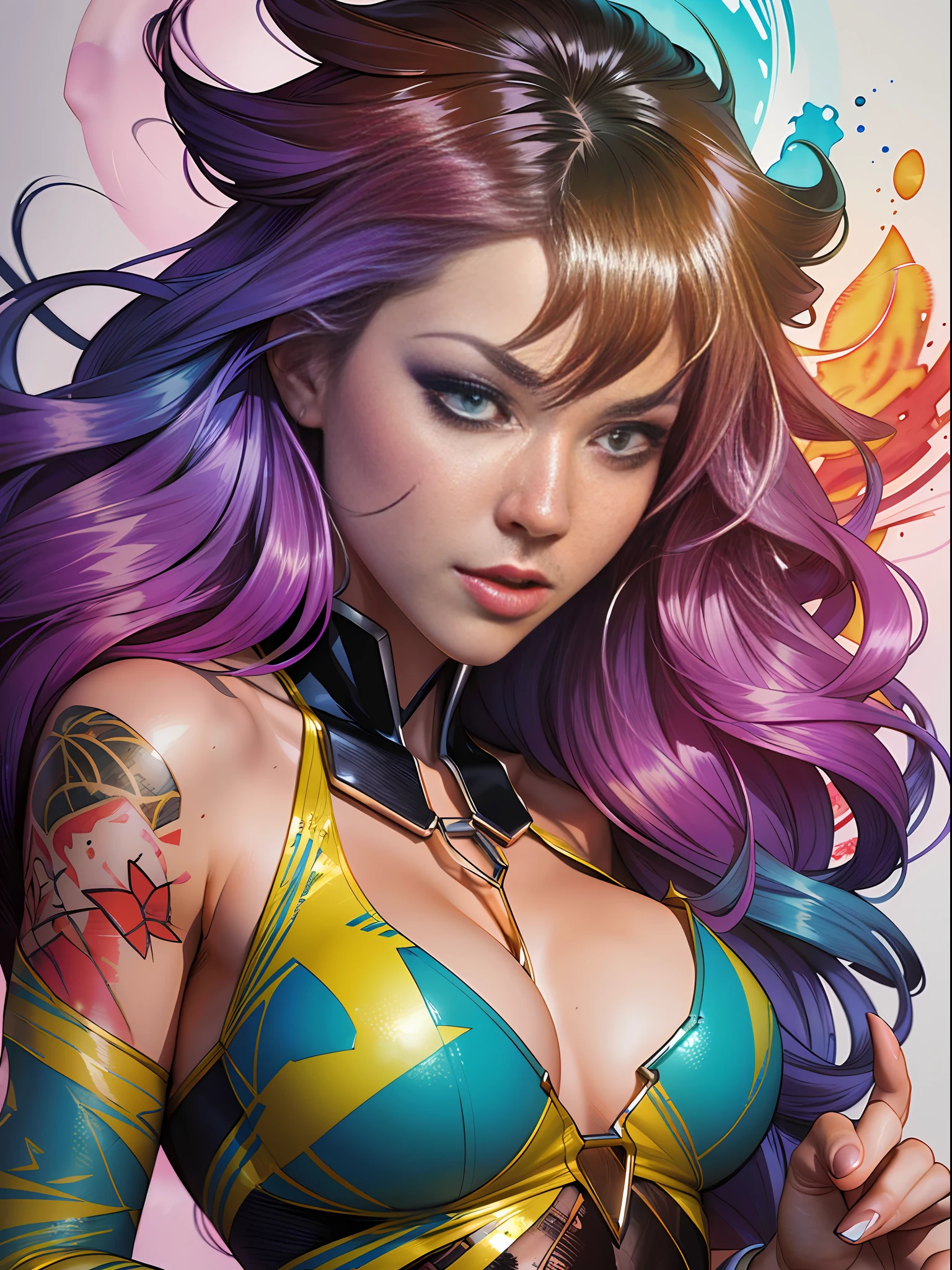 beautiful woman with long  hair ultra detailed, (beautiful and clear background:1.2),, sharp claws pointed hair on back and fore-arms ,tatoon style , comic book style ,monster ultra detailed, (beautiful and clear background:1.2),, fantastic paintings ,graffit style , stained glass colored,  out, vibrant, fantastic paintings by joe madureira  ,high quality, --ar 3:4 --upbeta --test --creative --upbeta --upbeta --::jason fabok   and yoji shinkawa  style ::2.0 comix illustration style giant monster with big sharp upbeta --upbeta ,photo, sticker  art, freedom, soul, digital illustration, comic style, centered, approaching perfection, dynamic, highly detailed, watercolor painting, artstation, concept art, smooth, sharp focus, illustration, art by carne griffiths and ,alone anime, centered, approaching perfection, dynamic, highly detailed, character sheet, artstation, concept art, smooth, sharp focus, illustration, art by kim jung gin, carne griffiths and wadim kashin , sasha yakovleva, loish, jeremy mann, character sheet, lightningwave, beautiful anime watercolor painting ,paint dripping by tim okamura, victor nizovtsev, greg rutkowski, noah bradley. trending on artstation, 8k, masterpiece, graffiti paint, fine detail, full of color, intricate detail, golden ratio illustration,monochromatic green background, masterpiece, best quality, high quality, highres, best quality, high resolution fix, bright amazing lighting, detail enhancement,(beautiful and clear background:1.2),, fantastic paintings ,graffit style, best quality, high quality, highres, detail enhancement, ((most beautiful image in the world)), masterpiece, best quality, high quality, highres, detail enhancement, ((most beautiful image )), , emphasis on the correct 5 fingers on each hand and the correct shadow, , bright image, art by stanley artgerm lau, art by kenneth rocafort, art by genzoman, art by joe madureira, art by blushyspicy, art by stjepan sejic, art by j scott campbell, art by guillem march, art by c