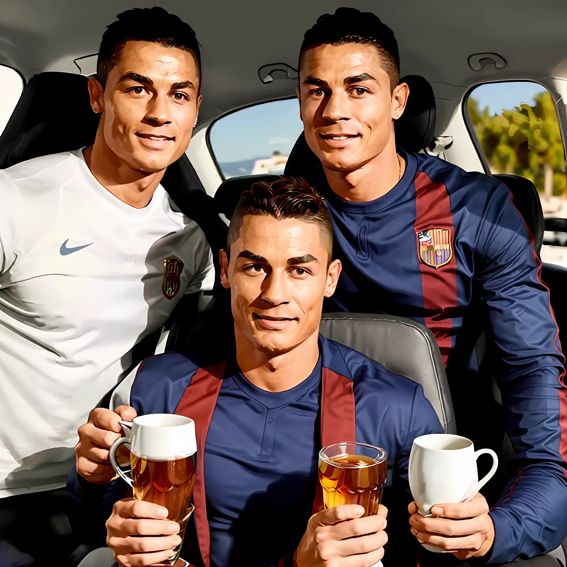 cristiano ronaldo drinks tea with messi