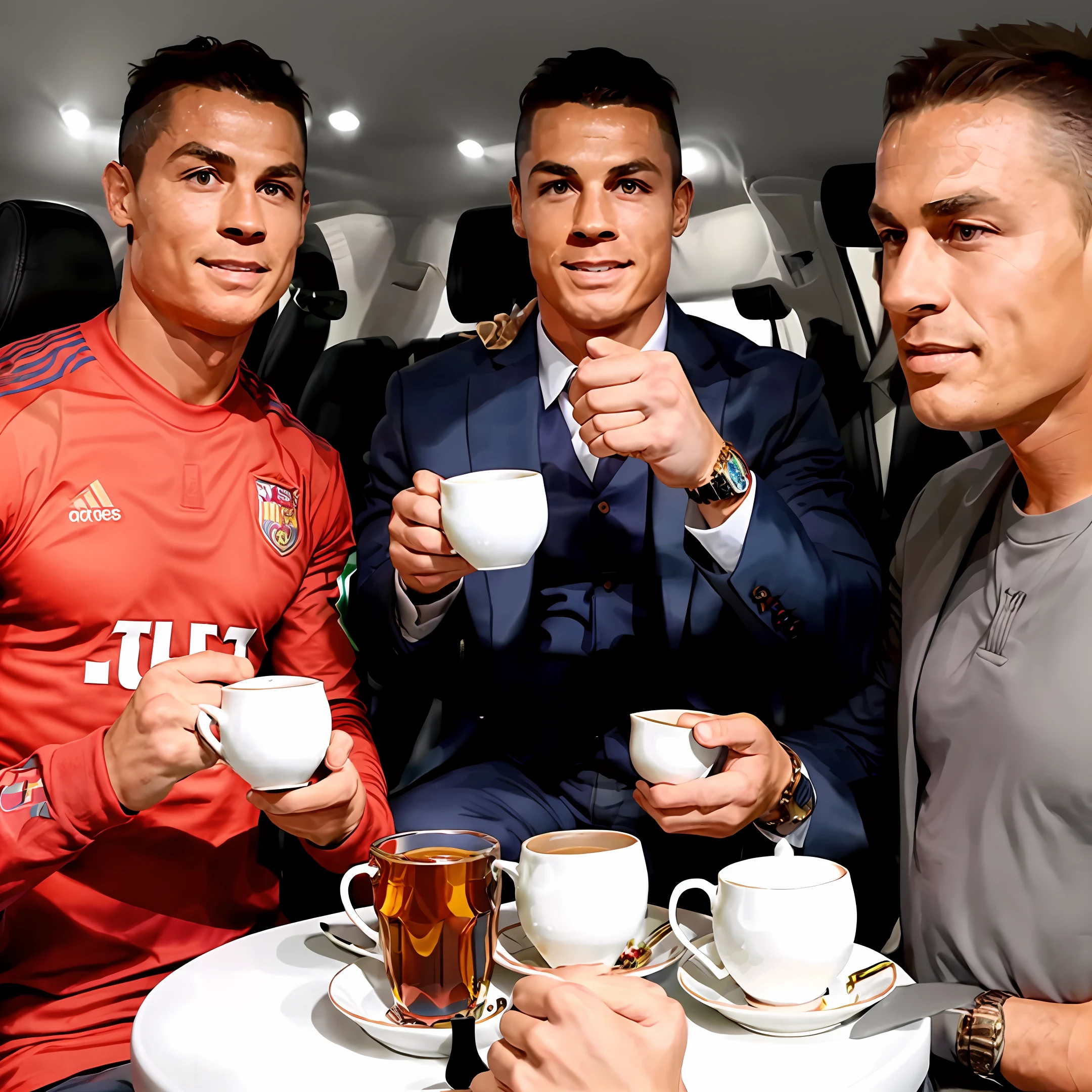 cristiano ronaldo drinks tea with messi