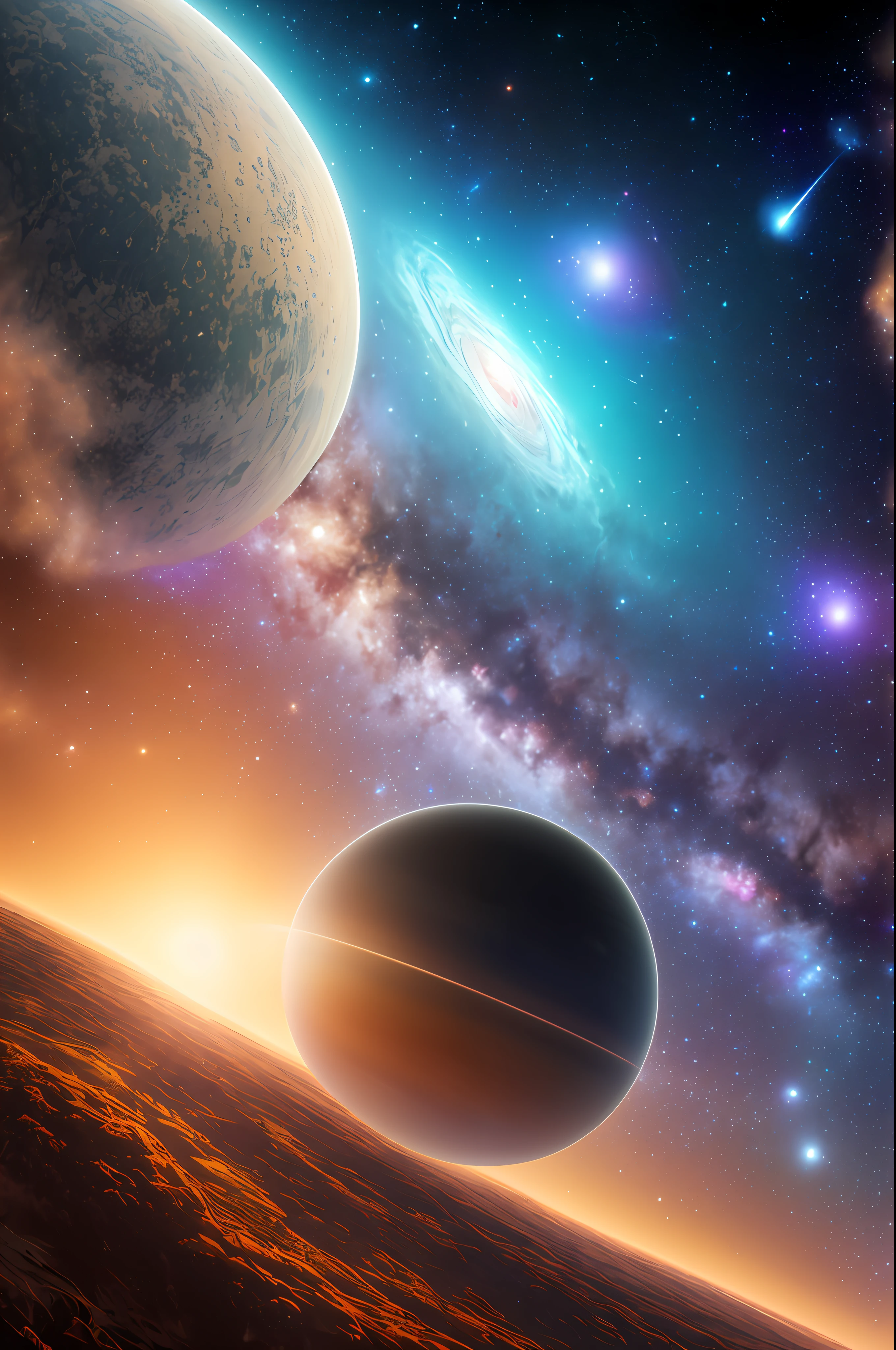 masterpiece, best quality, high quality, extremely detailed CG unity 8k wallpaper, Depth of Field, HDR,,Photorealistic,extremely detailed, Intricate, High Detail, universe, space, galaxy, stars, planets, astronomy, cosmos, celestial, nebula, black hole, solar system, cosmic rays, supernova, deep space, astronomical objects