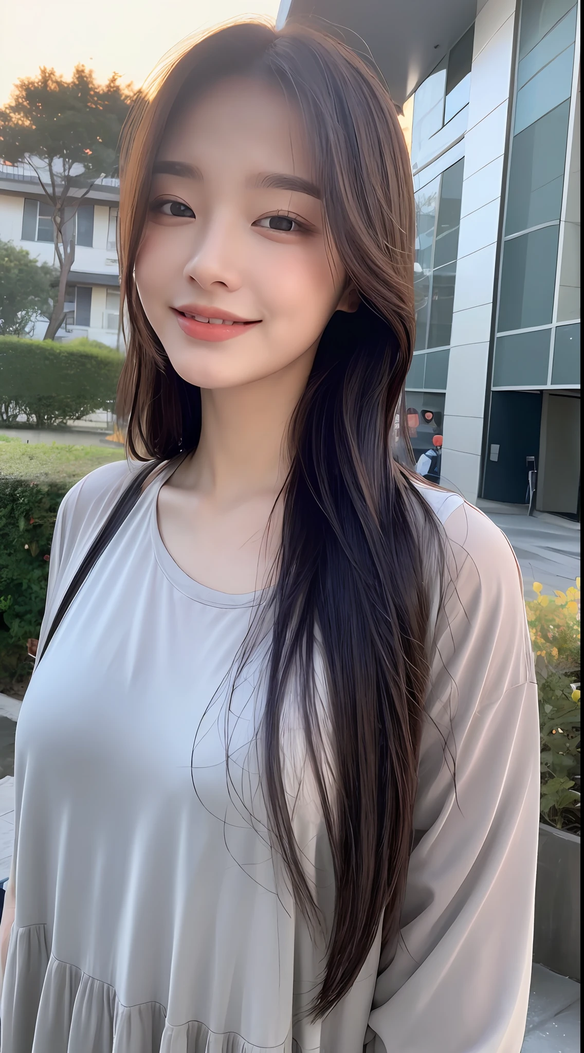 ((Top Quality, 8K, Masterpiece: 1.3)), Focus: 1.2, Perfect Beauty: 1.4, Astock: 1.2, ((Layered Hairstyle, Breasts: 1.2)), (Wet Clothes: 1.1), (Sunset, Street: 1.3), Halfway Flower Dress: 1.1, Highly Detailed Face and Skin Texture, Narrow Eyes, Double Eyelids, Whitening Skin, Long Hair, (Shut Up: 1.3), Smile, Beauty Unreal, Hairstyle Design
