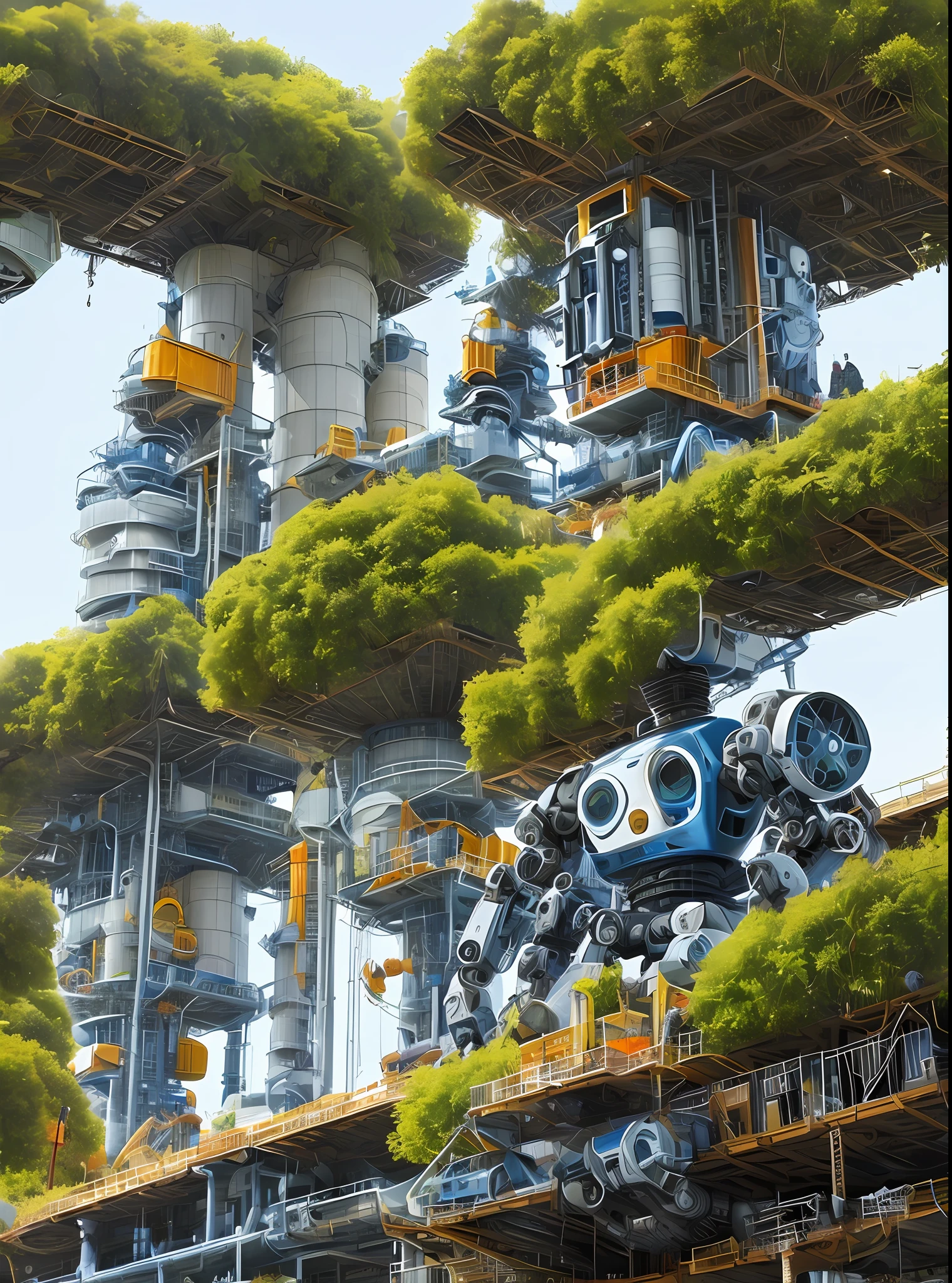 You can see that they live in harmony with nature, and that they have a very original architecture and art. They also have advanced technology, but it does not pollute or destroy the environment. They are an example of balance and integration.put hybrid humans who have their robotic part