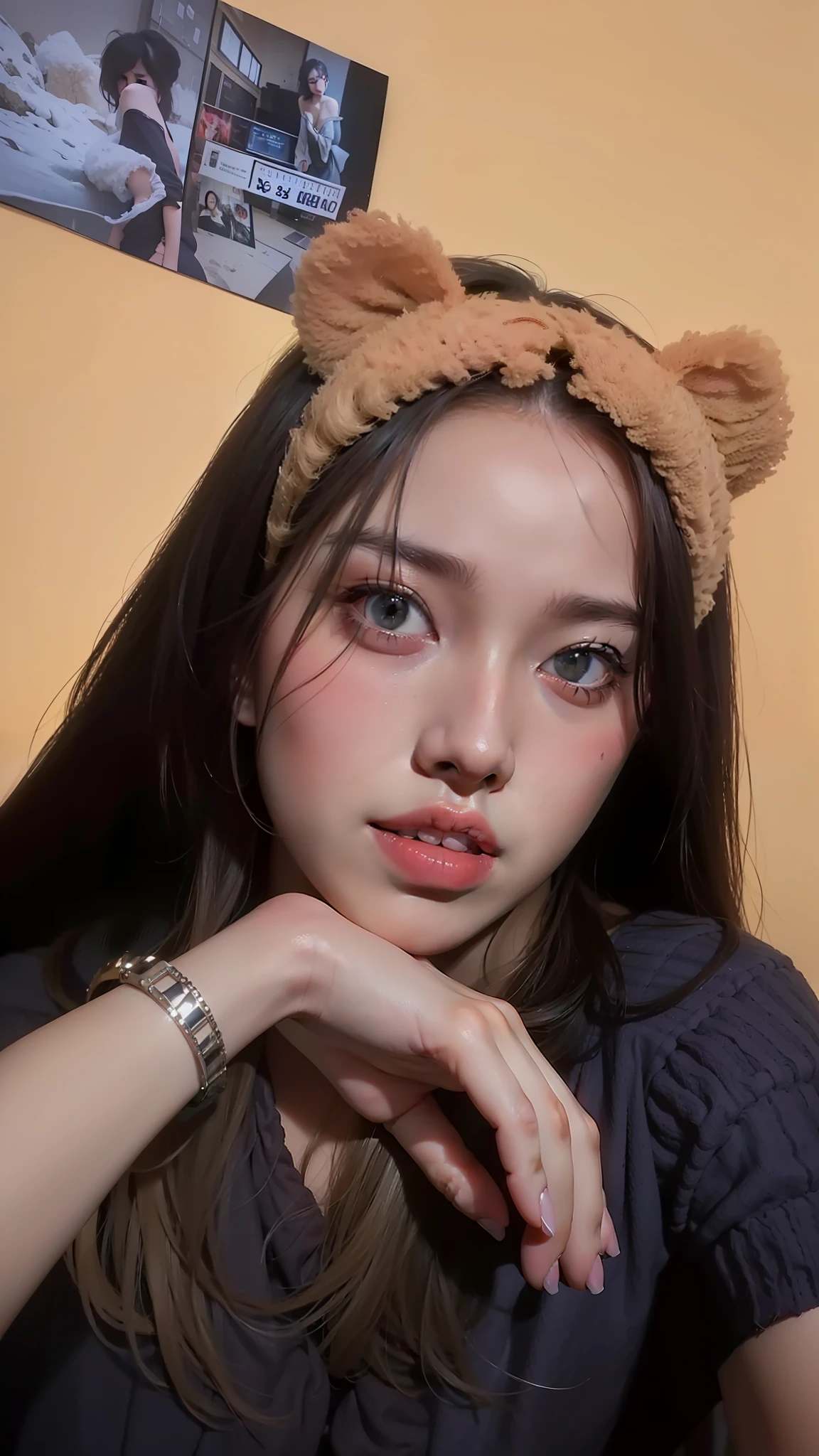 Best quality, masterpiece, ultra high res, (photorealistic:1.4), raw photo, 1girl, offshoulder, in the dark, deep shadow, low key, cold light