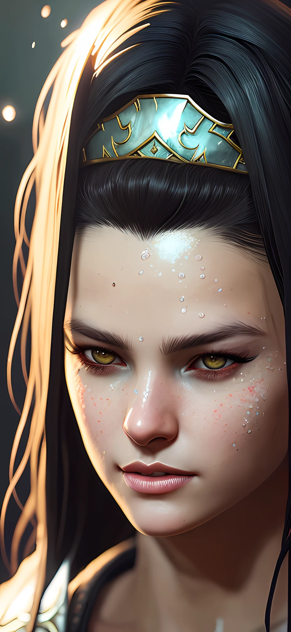 Realistic role-playing face portrait painting of a beautiful rpg champion, pastel color, intricate details, fantasy, universe, intricate magical embroidery, very detail hair, very detail eyes, intense face, [elden ring|d & d] concept art, rpg portrait, octane render, cinematic lighting, (soft shadow:1.2), close up, depth of field, splash art, art by wlop and, greg rutkowski