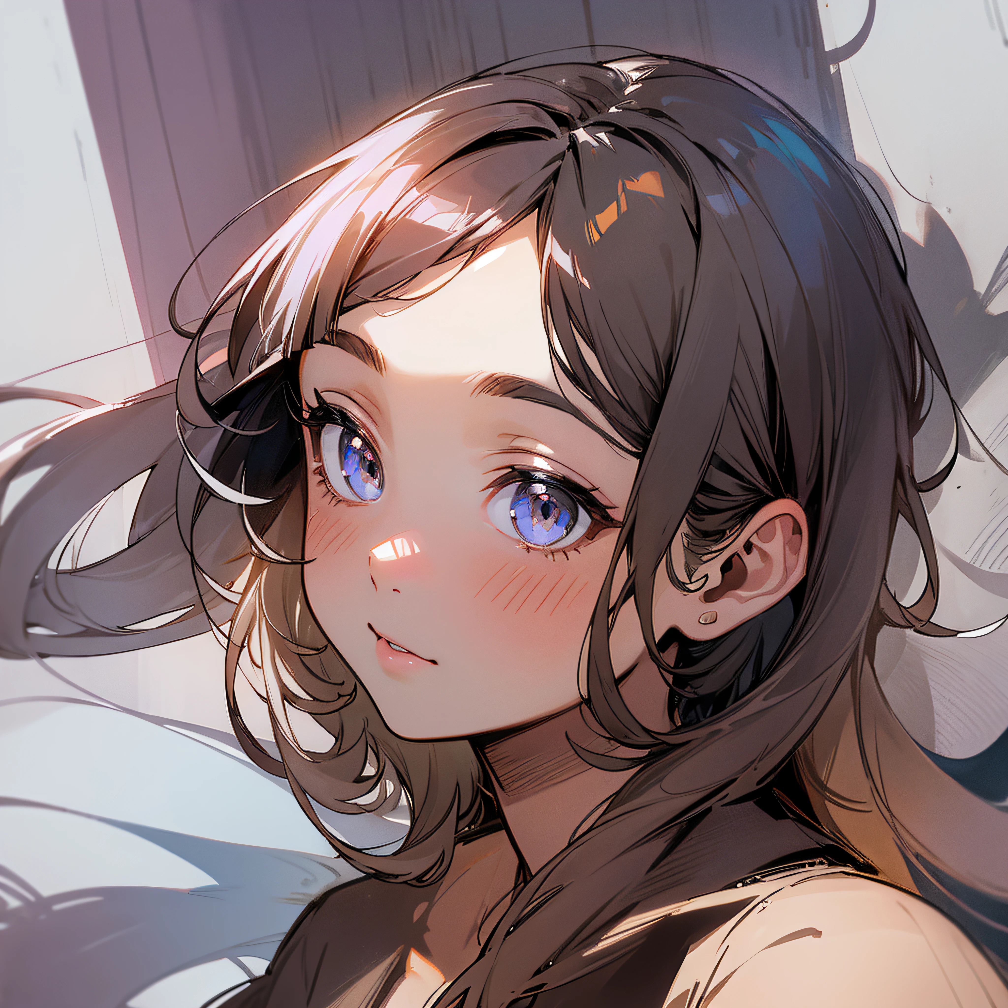 anime style, girl with short brown hair, green eyes, seductive smile --auto