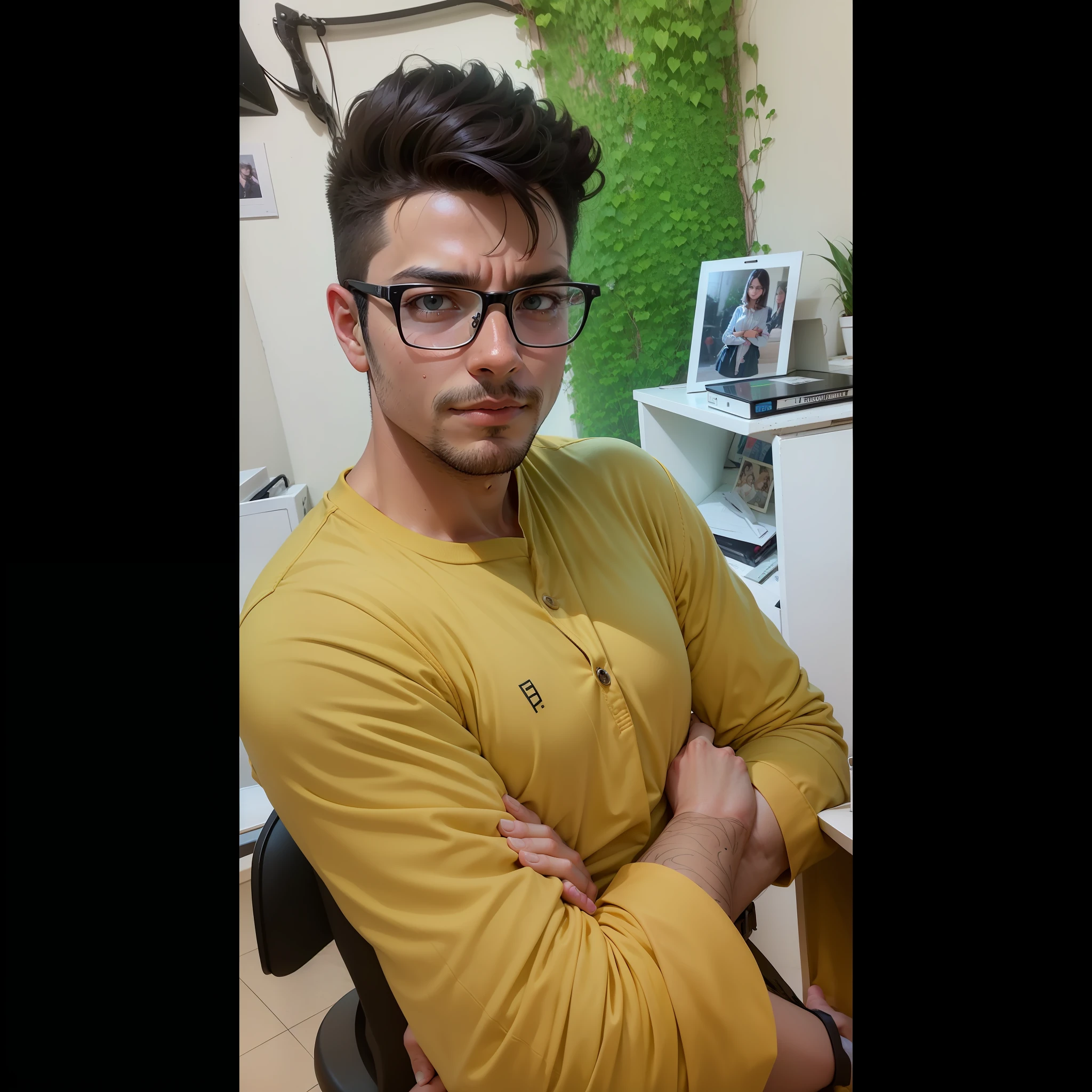 "Hello! I would like to ask for your help to transform my photo into something more artistic and psychological. I am passionate about psychology and would like to represent this in the image. My current photo is a regular selfie, but I'd like you to turn it into something more symbolic and expressive. You can use your creativity to position my photo in a pose that conveys the idea of psychology and introspection. I'm excited to see the end result!"