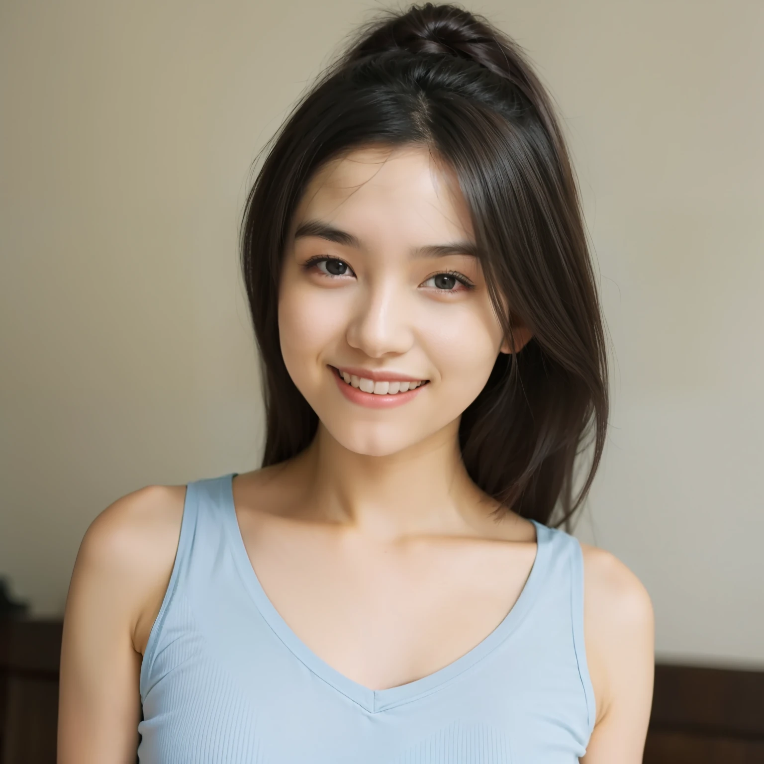 26 years old, beautiful woman, smile,camisole
