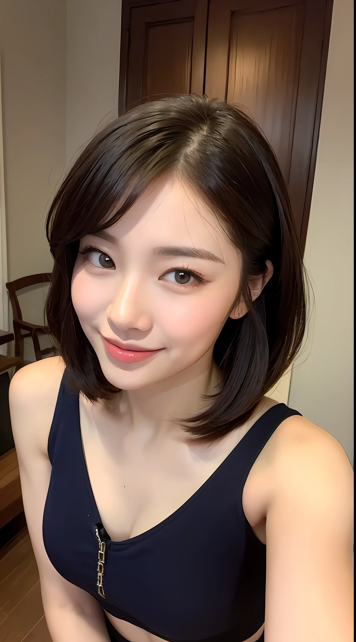 ((Best Quality, 8K, Masterpiece: 1.3)), 1girl, Slim Abs Beauty: 1.3, (Hairstyle Casual, :1.2), Sexy dress, super fine face, Delicate eyes, Double eyelids, smile. Take pictures in cute poses, very low figure, small waist, big breasts, close-up, close-up, beautiful background