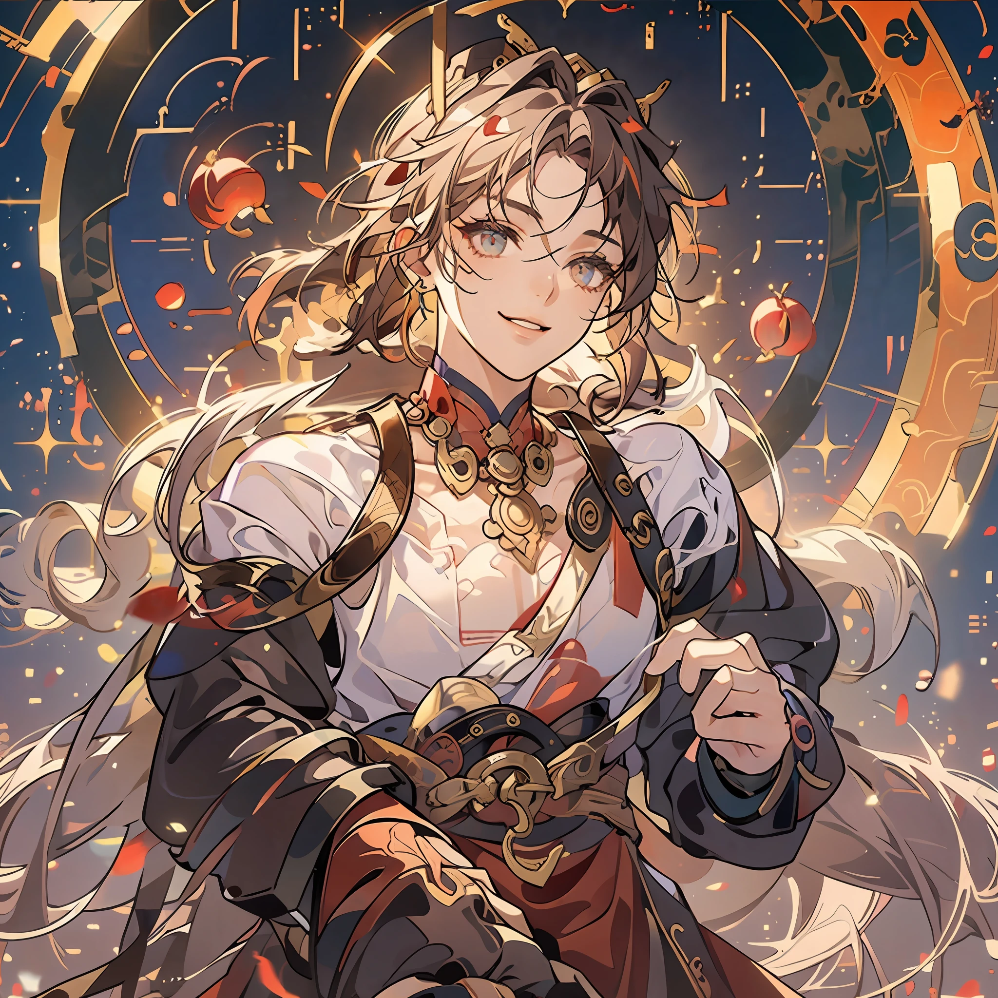 The red child, not very old, has a face like a red apple. Wearing a golden crown and a red robe, Danfeng's eyes are shining. The shimmering red scales are half-exposed to the skin, as if a god has descended. His delicate cherry mouth has a smile at the corners of his mouth, flexible and twisted. Righteousness, eyes like electricity, wanting to get rid of the world, showing an otherworldly temperament.