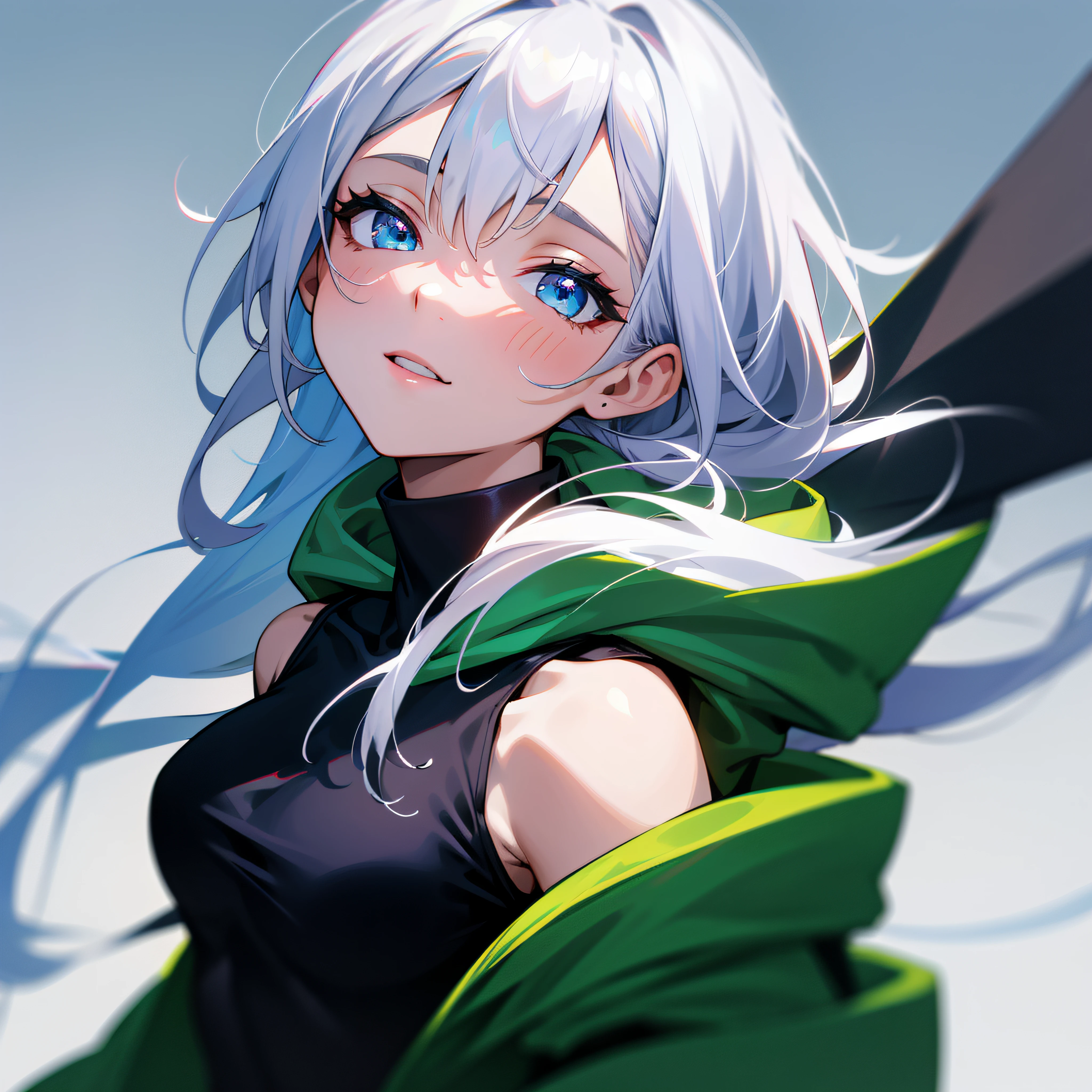 anime style, green eyes, girl with short brown hair, seductive smile --auto