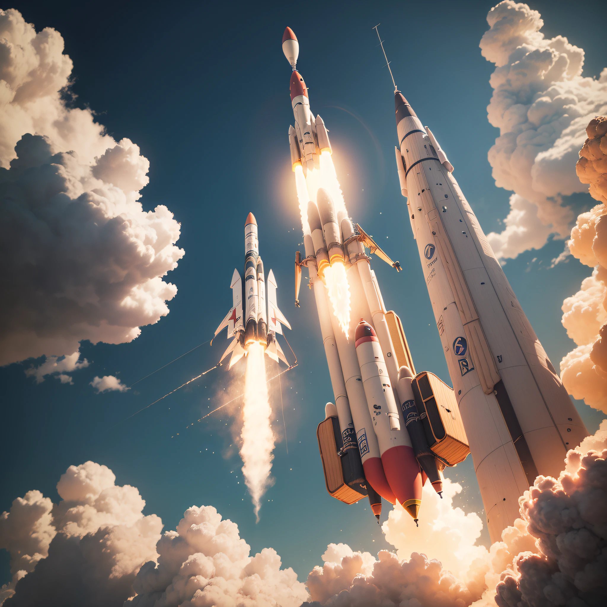 Rocket taking off in high 3D quality with nothing around --auto