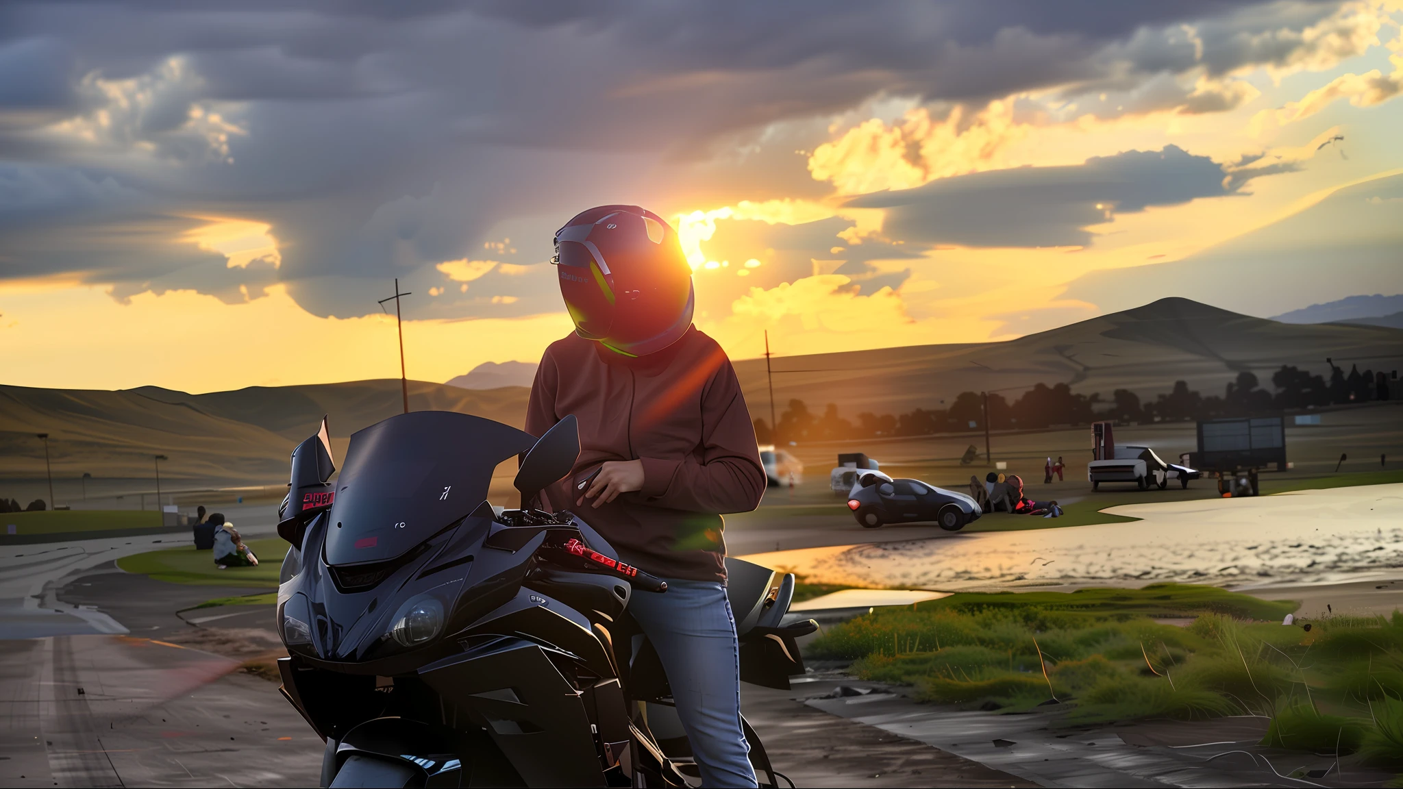 Cyberpunk effect on the sunset lights and a stunning finish