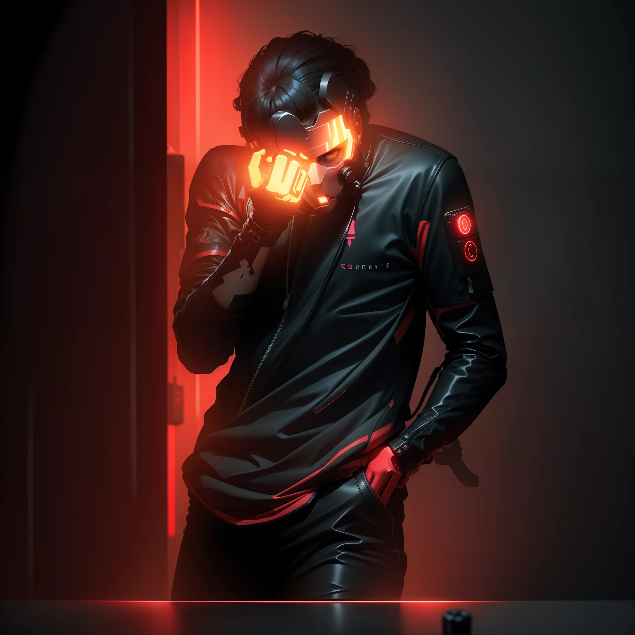 Add baground in black and red, neon red light, theme cyberpunk, 8k resolution