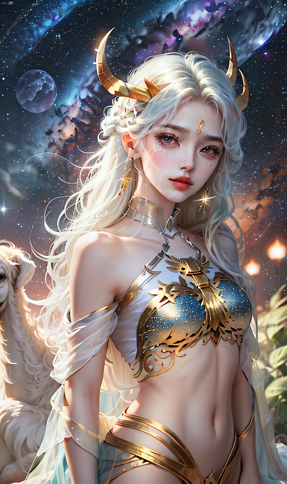 Taurus, zodiac sign, maiden, starry sky, slim body, 8k, stable, self-sufficient, stubborn, possessive, chronic, lazy.