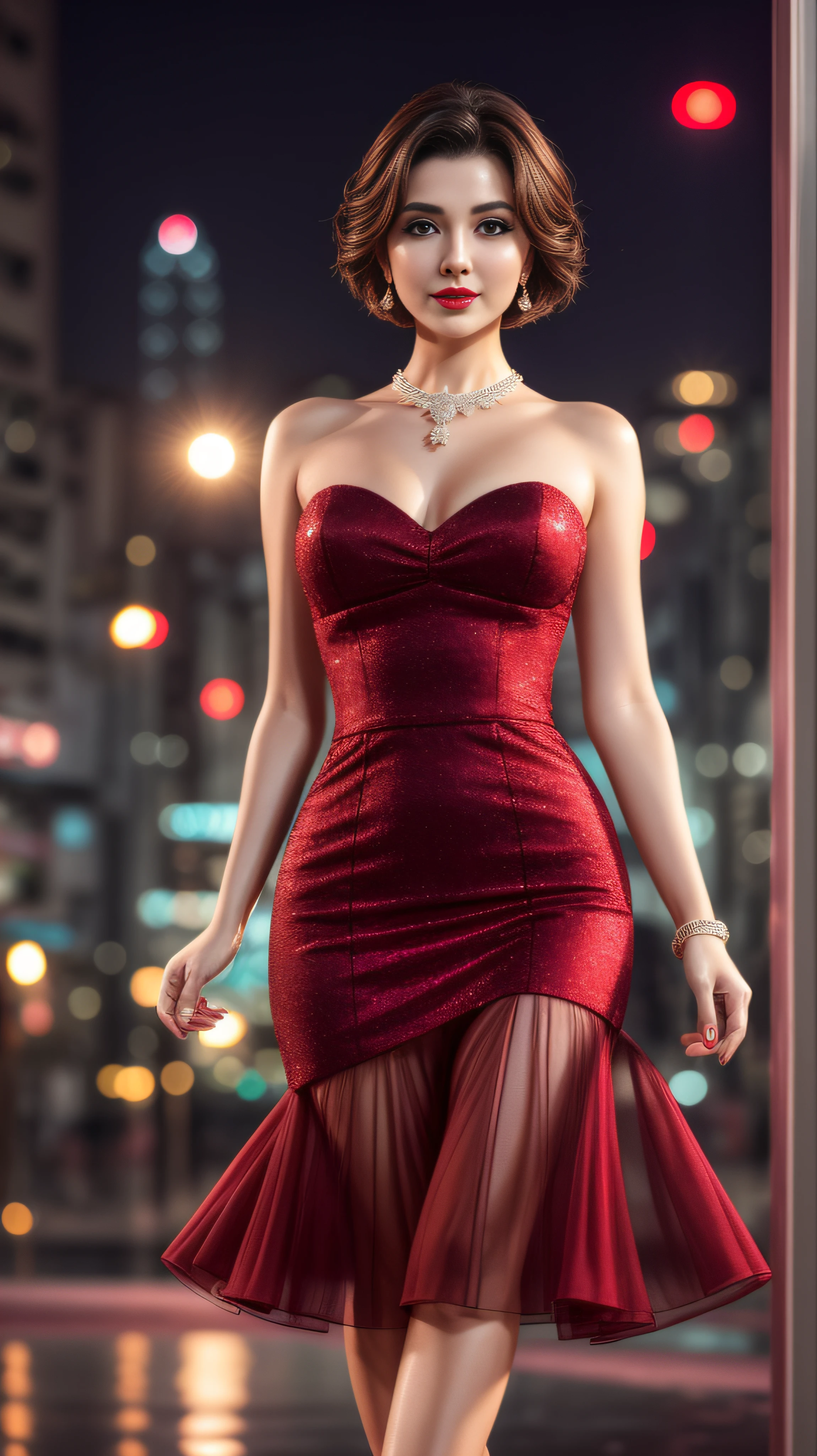 A full body, full shot, detailed and detailed extremely beautiful slender graceful sexy bride, in a red-black wedding dress with intricate lace patterns and sparkling Swarovski crystals and a beautiful long black veil with intricate patterns, stands in the shade among the columns of a beautiful building, a beautiful side soft daylight falls on her, forming a light and shadow in the center of the body on the face and body, the bride holds the wedding dress with her hands, the pose is beautiful sexy with s-shaped curves of the body, shoes on a red stiletto heel with intricate patterns, the bride’s face is European ideal beautiful proportions neat facial features, eyes bright green-blue eyelashes long and fluffy, body type of the bride endomorph slender and graceful height 175 cm, legs slender and longer than the body in proportion, hands graceful in precious jewelry, on the bride’s head a wedding tiara with beautiful diamonds, skin natural detailed, skin pores, skin natural shine, skin color perfect, cheeks slightly rosy, detailed and detailed wavy long light hair to the knees beautifully loose, lighting side daylight soft, hyper detail, sharp focus, hyper photorealism, hyper naturalistic, style Jerry Ghionis