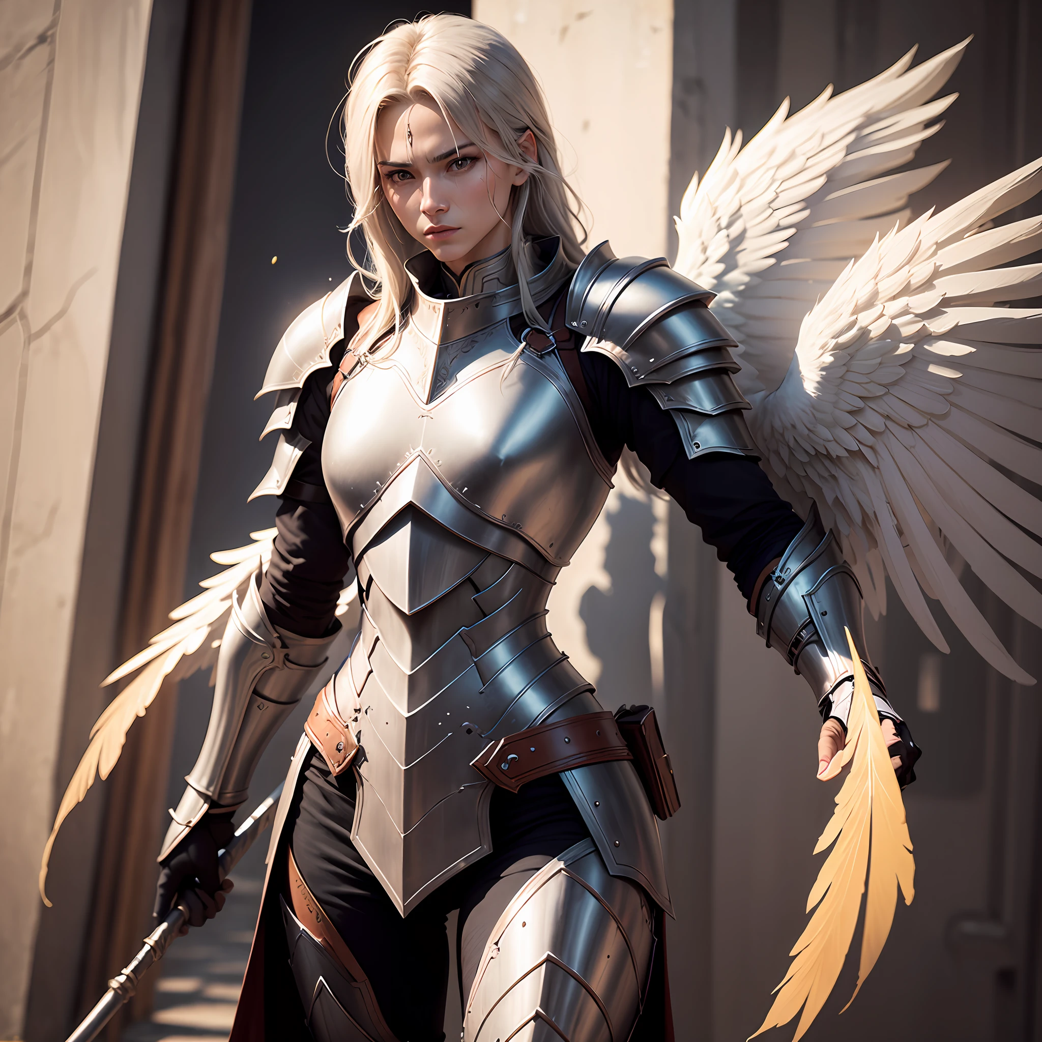 warrior, lance armor, angel wings --auto