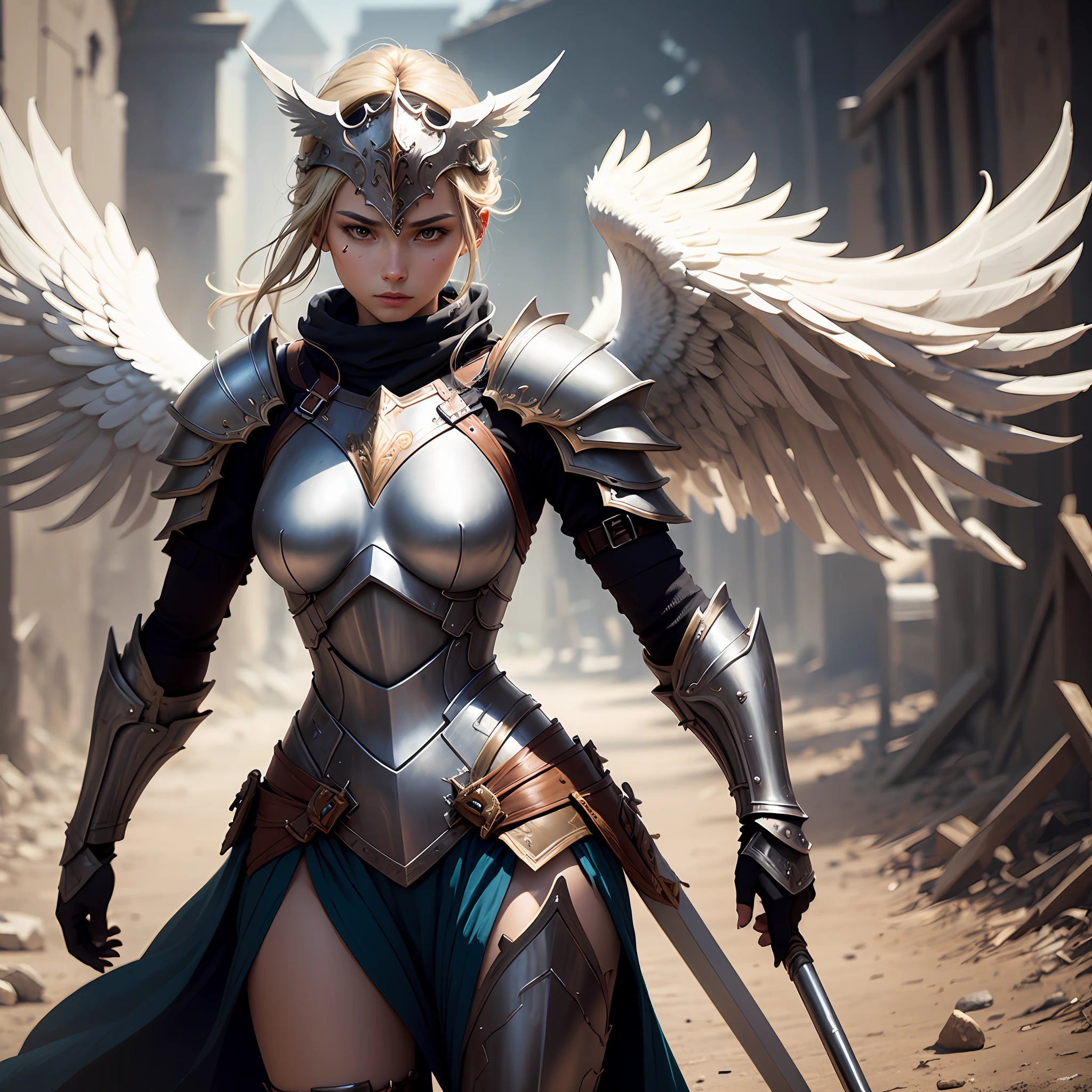 warrior, lance armor, angel wings --auto