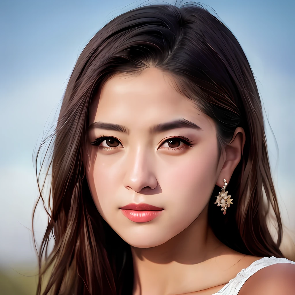 Looking at the audience, light makeup, realism, realistic photos, professional color correction, 8K, F2.4 aperture, 35mm lens, realistic real face, only the face area is included.