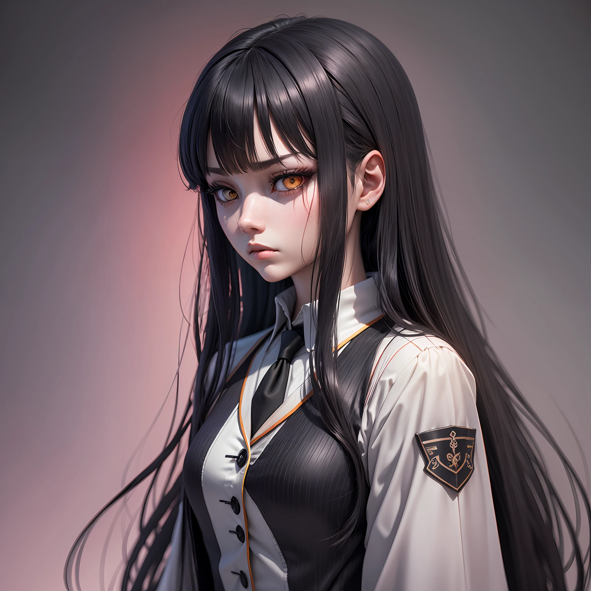 girls with tomie character,white eyes,long black hair,uniform,japanese,black color,sad,devil vibes,3D,4k,upscales --auto --s2