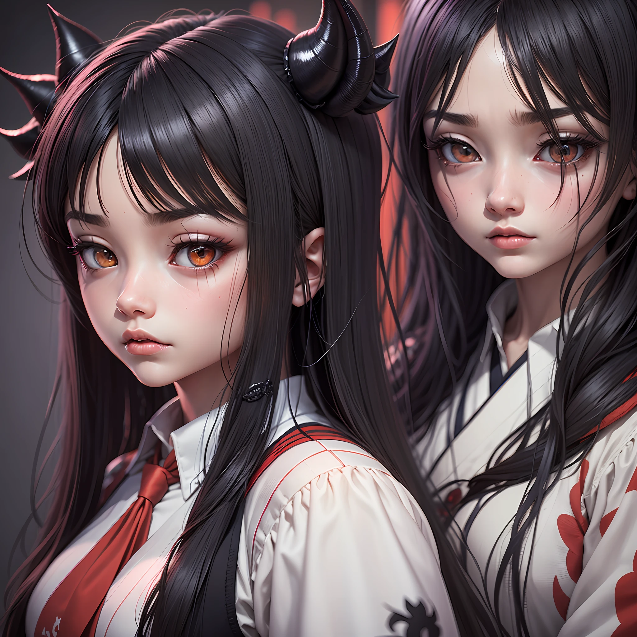 girls with tomie character,white eyes,long black hair,uniform,japanese,black color,sad,devil vibes,3D,4k,upscales --auto --s2