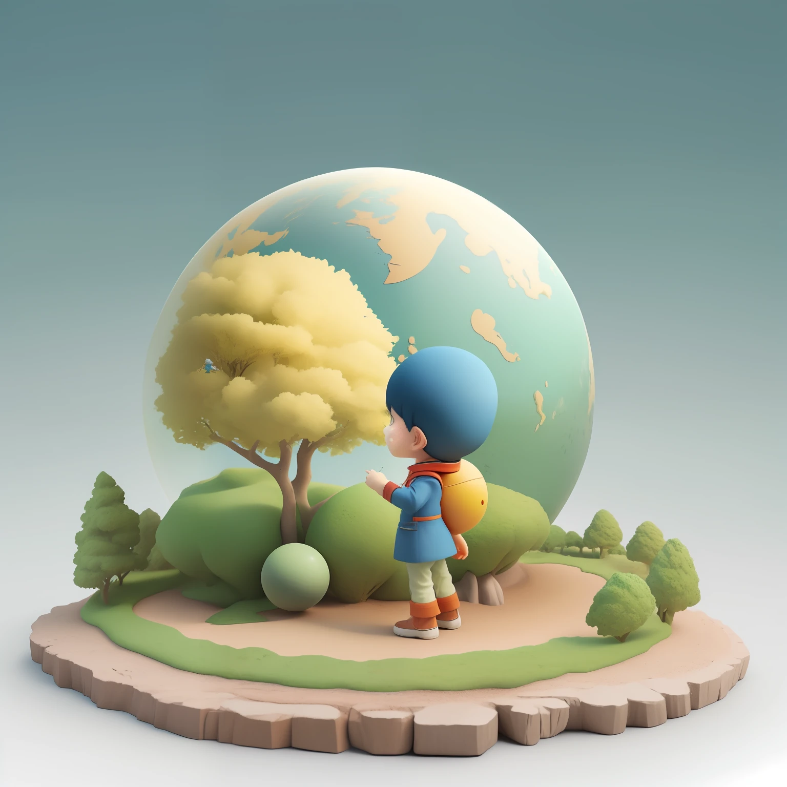 The little prince holding the earth