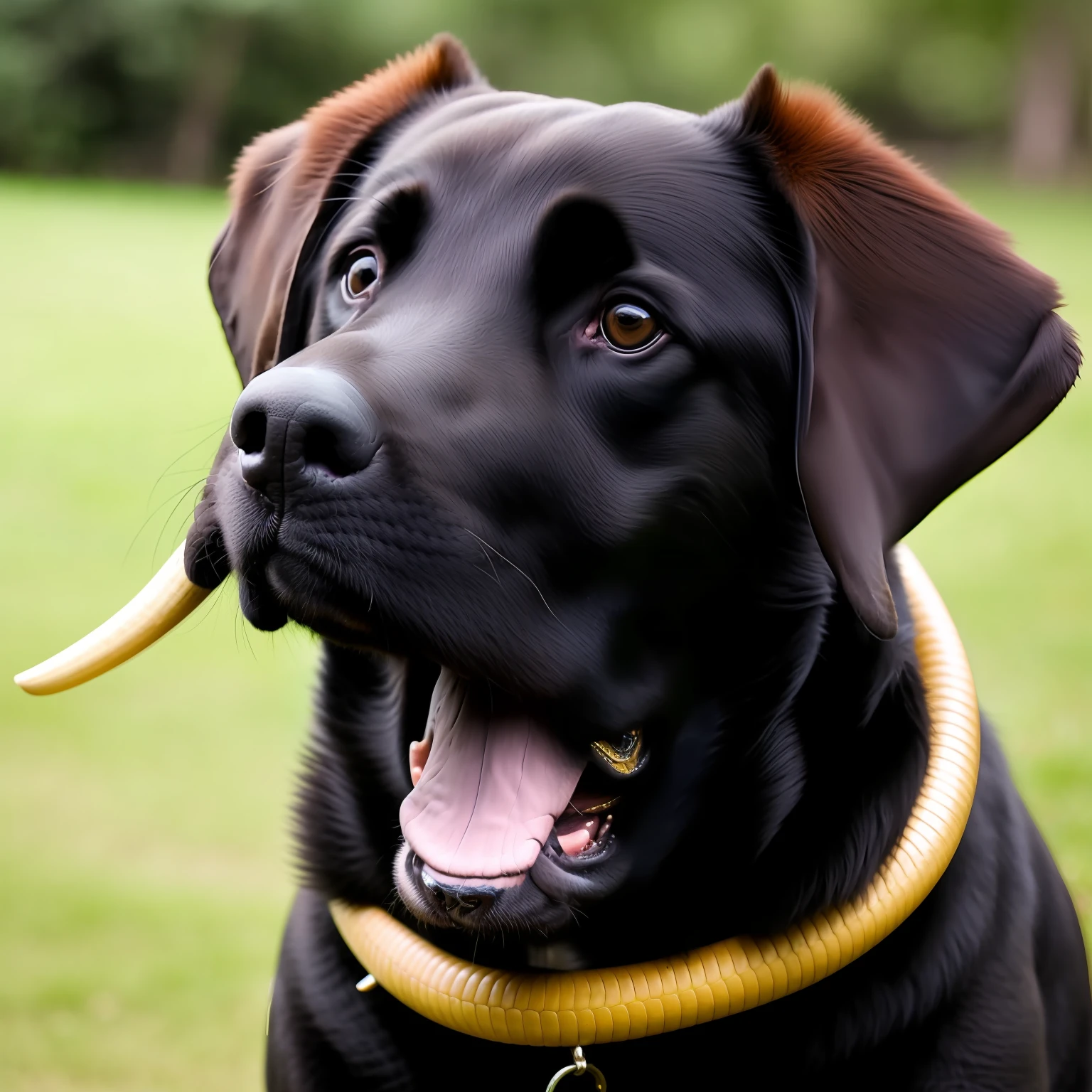 An elephant-eared dog with snake tooth