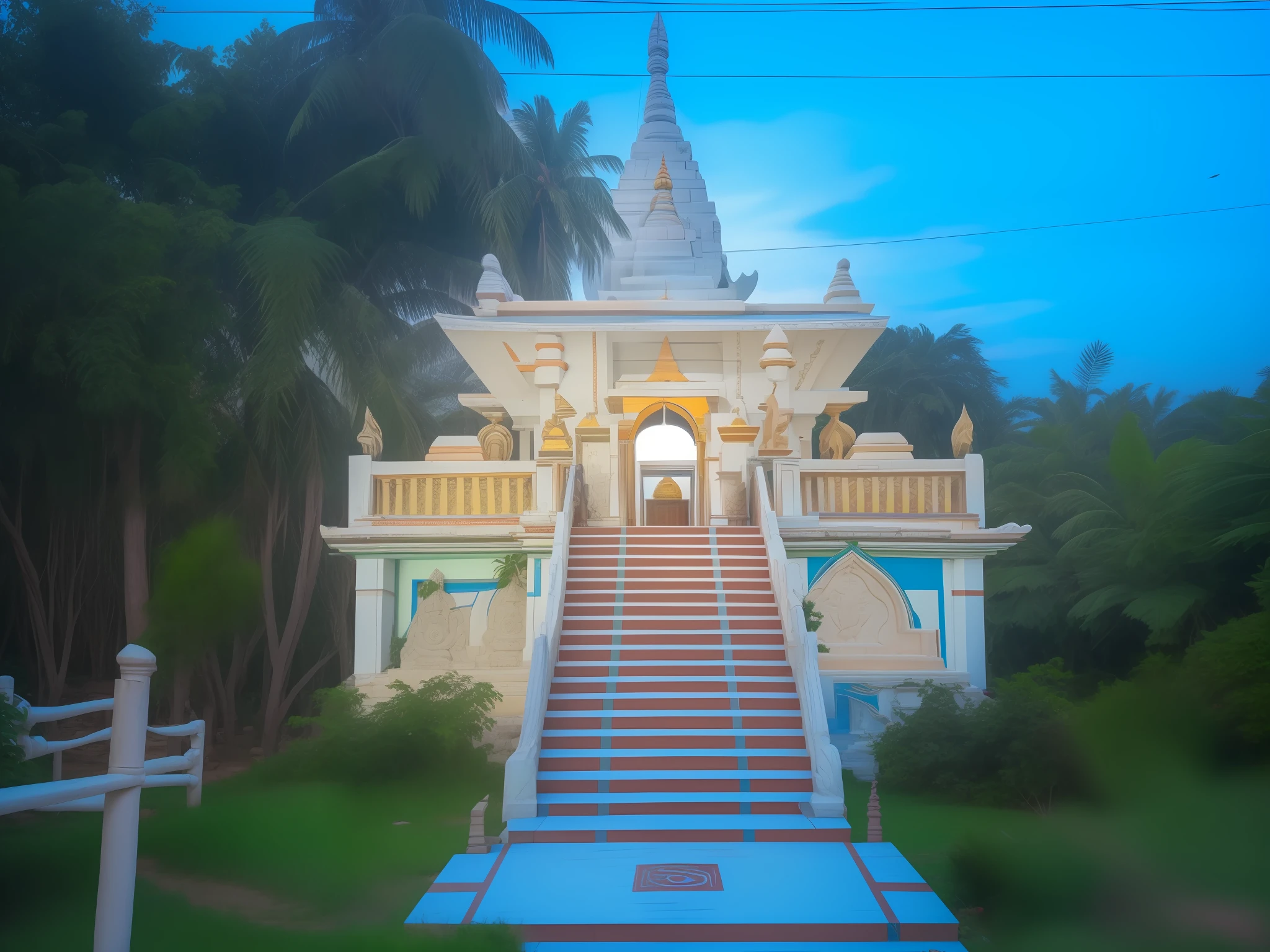 Green trees and Mahadev temple. Mahadev picture