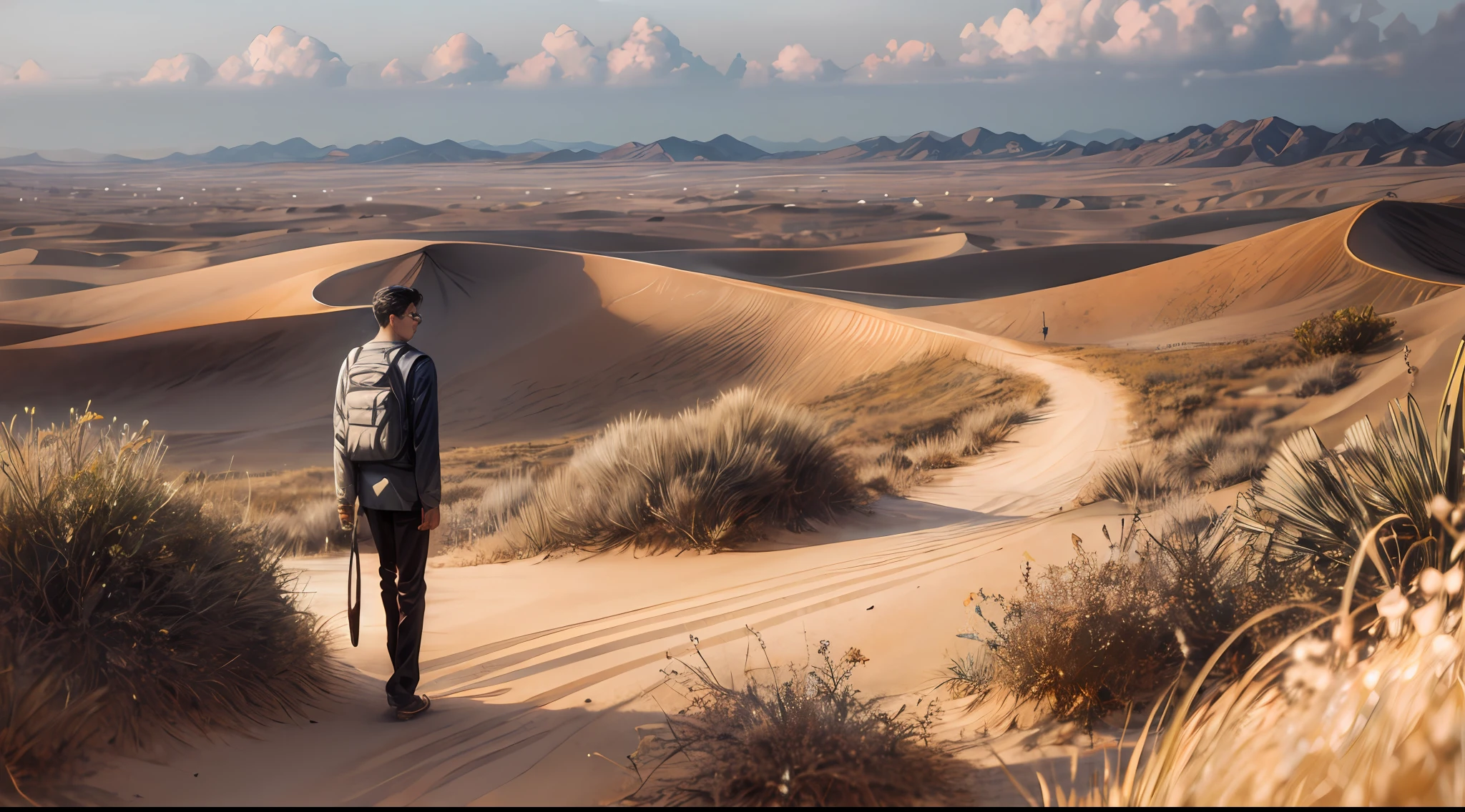 lost traveler, desert, young man, ancient time