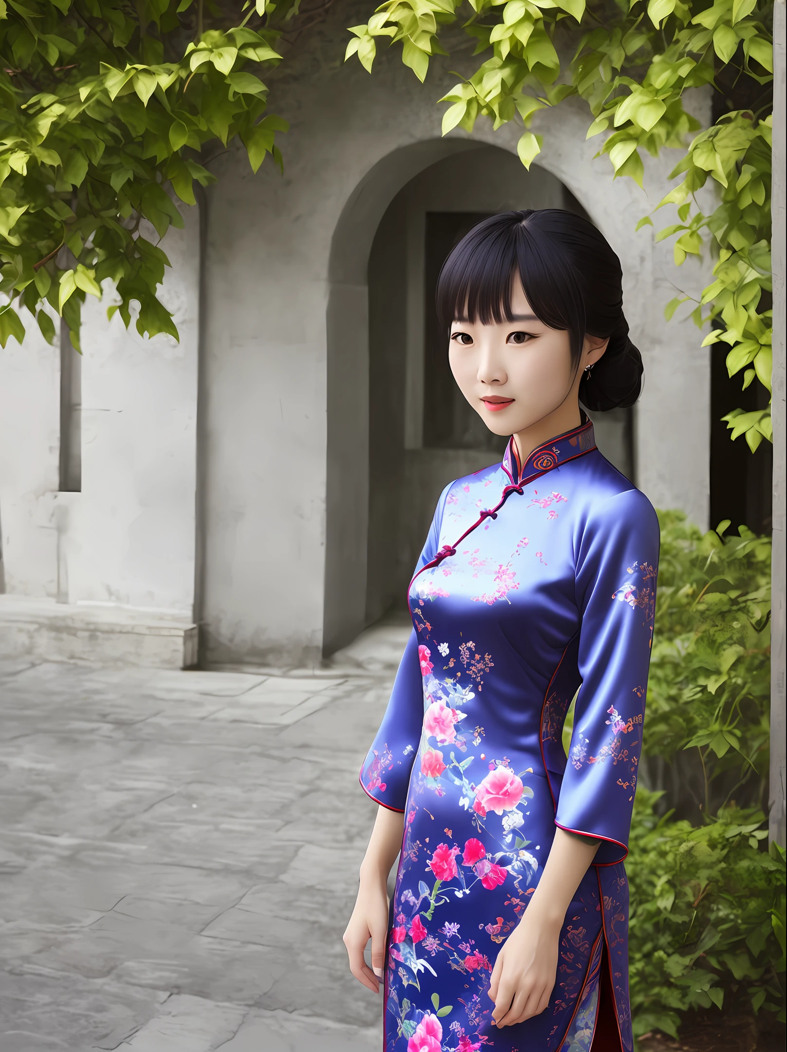 Woman in cheongsam