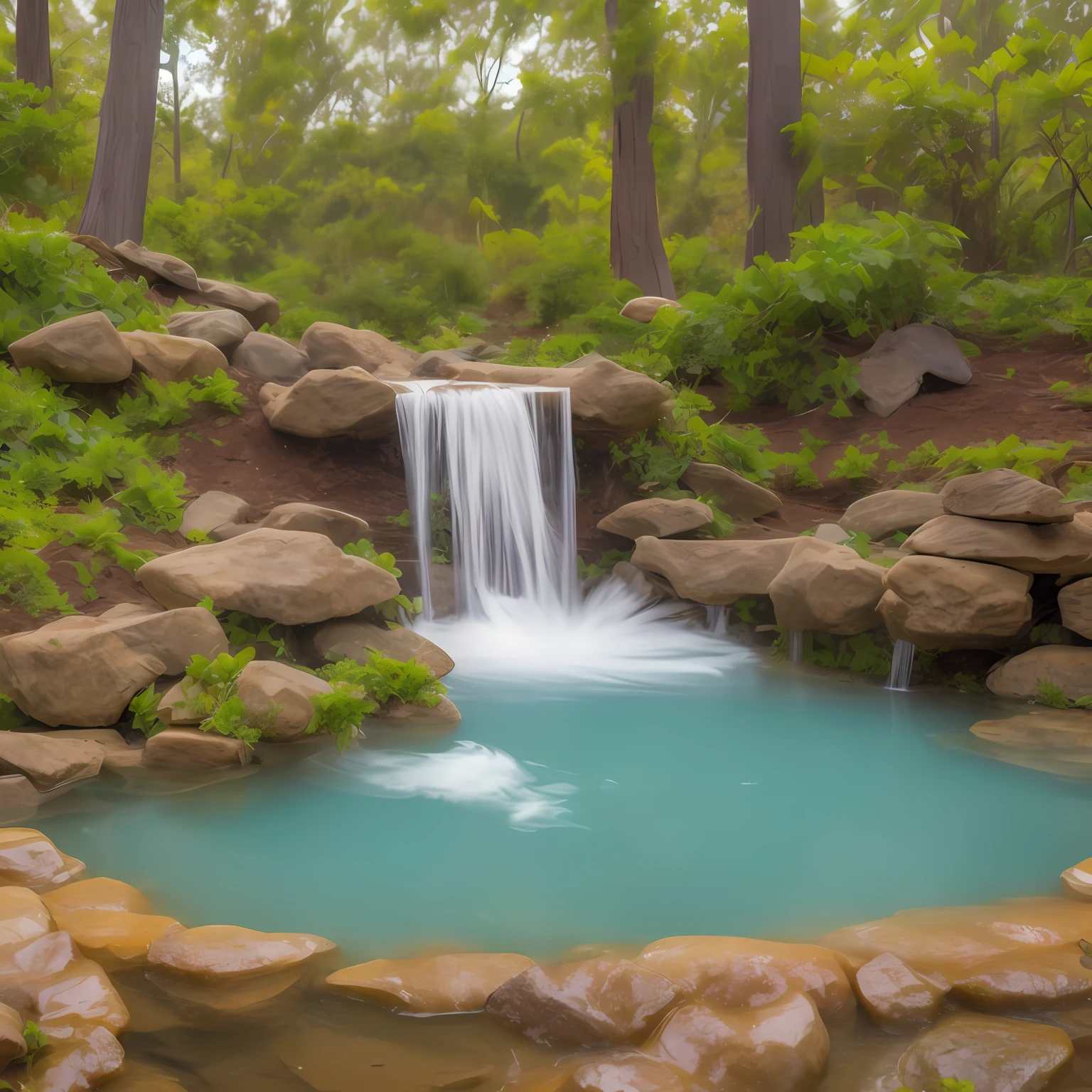 (maximum quality) (semi-realistic) (environmentalized) Water fountain, cave bottom --auto